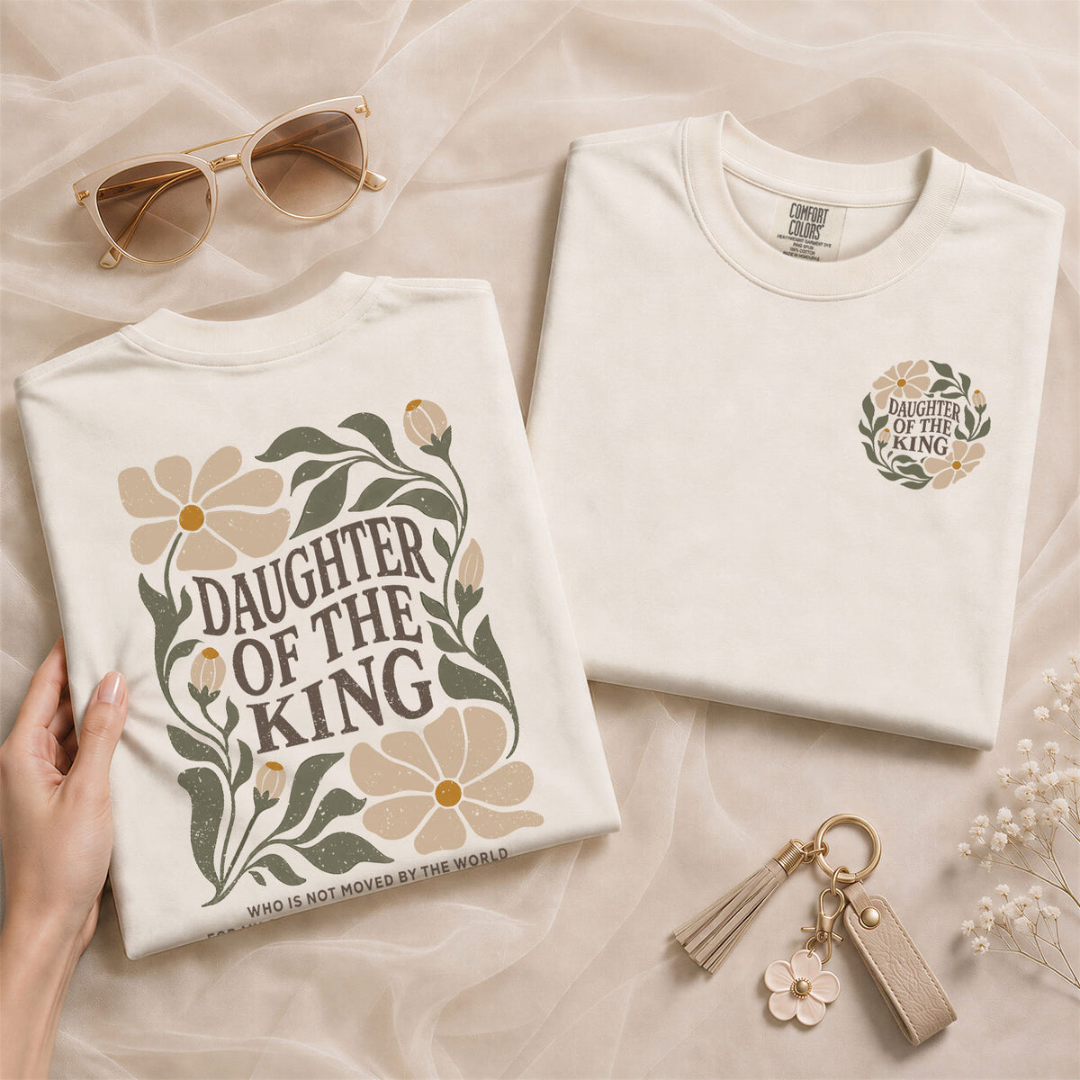 Daughter Of The King Floral 2 Corinthians 6 18 Christian T Shirt Apparel Top Women - Rust Field Wear