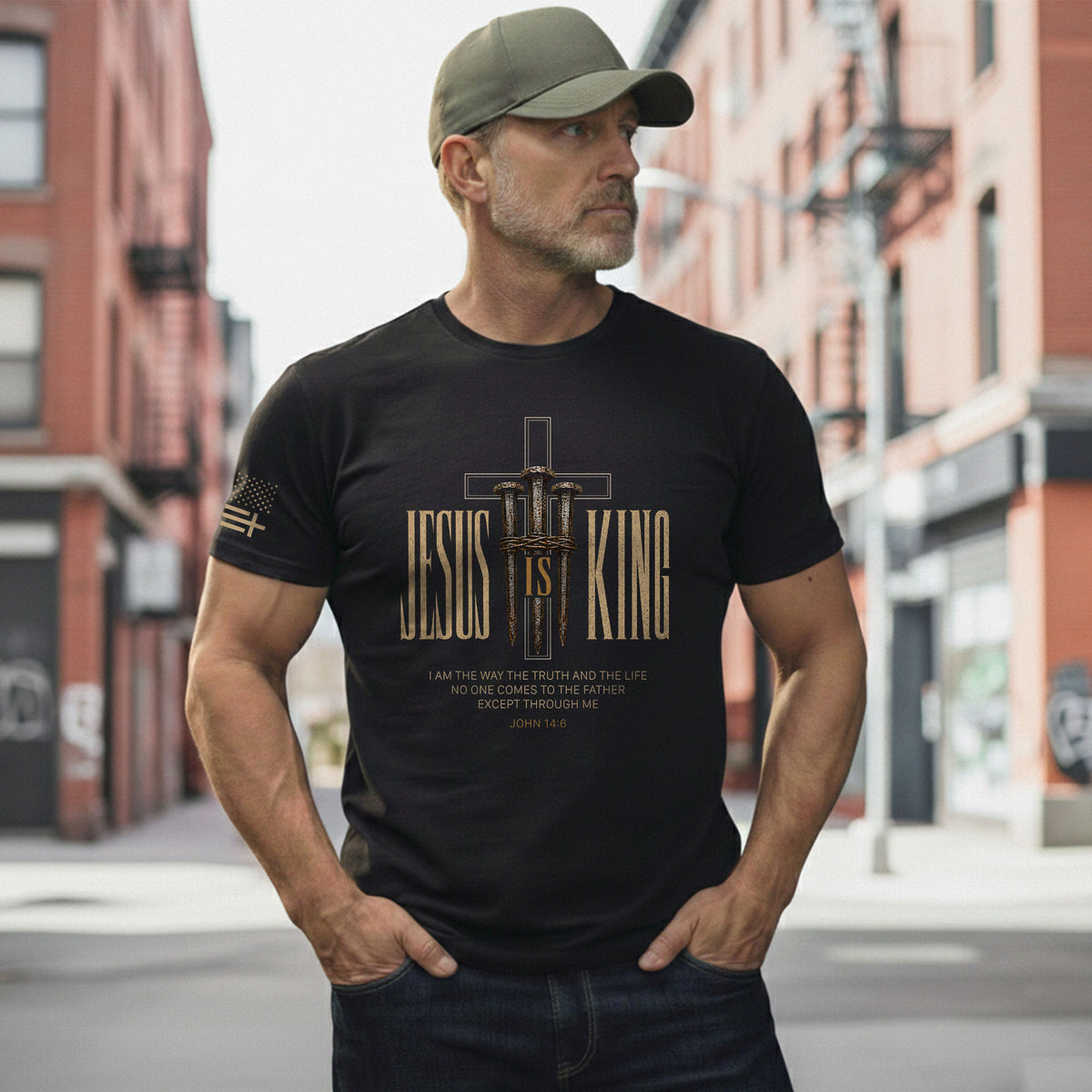 Jesus Is King T Shirt Christian Cross Nails John 14 6 Bible Verse Religious Apparel Tee - Rust Field Wear