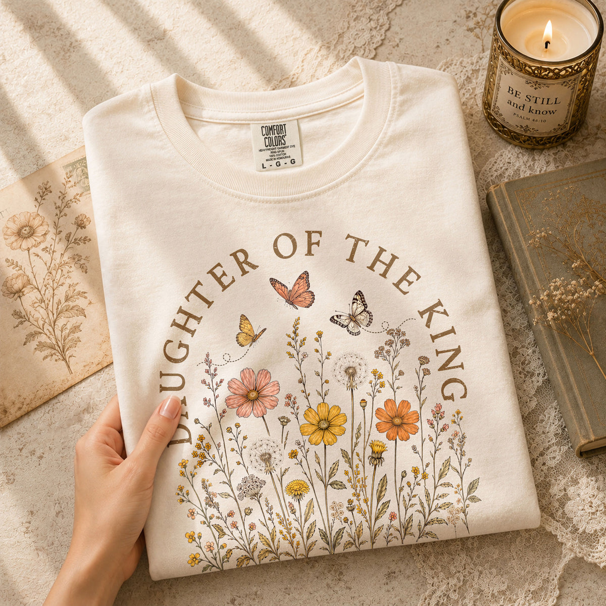 Daughter Of The King Shirt Butterfly Christian 2 Corinthians 6 18 Faith Graphic Tee - Rust Field Wear