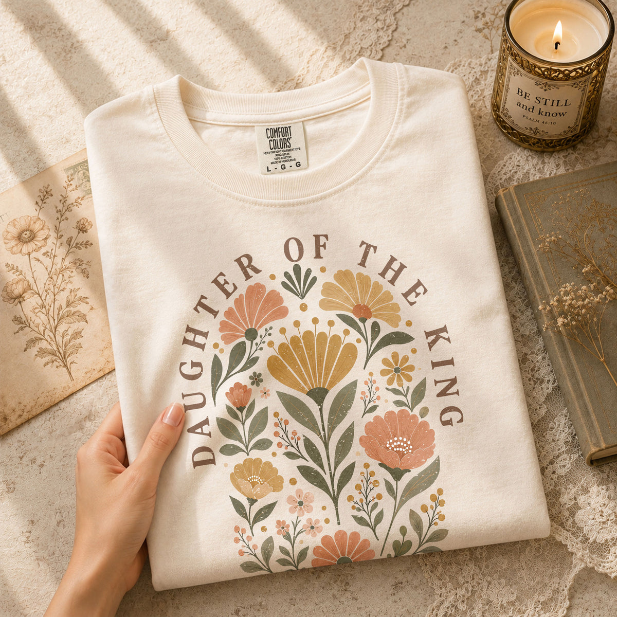 Daughter Of The King Shirt Floral Christian 2 Corinthians 6 18 Faith Graphic Tee - Rust Field Wear