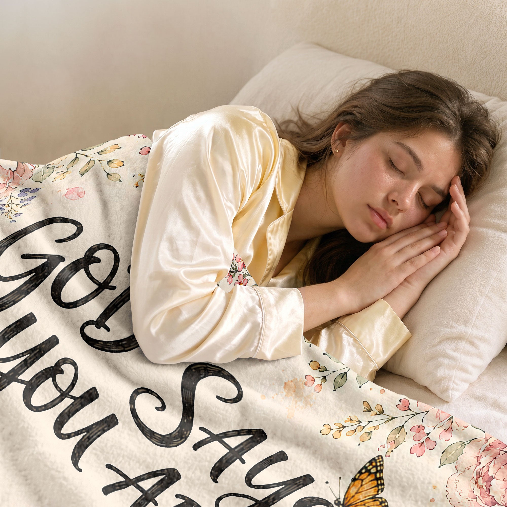 God Says You Are Butterfly Blanket with Bible Verses Christian Floral Faith Inspiration upsale