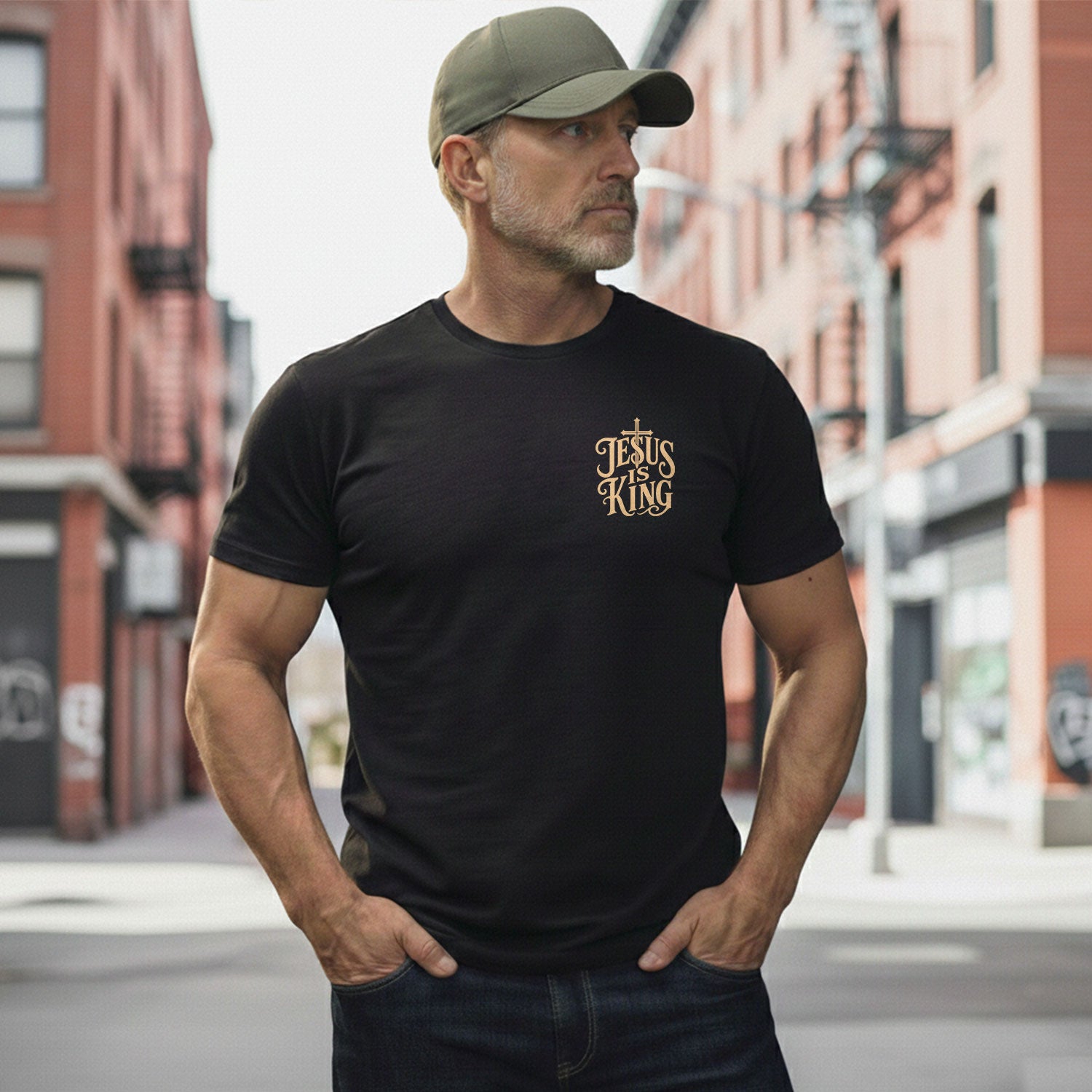 Jesus Is King Shirt Patriotic Christian Men Shirt American Flag Cross Dove John 14 6 Tee - Rust Field Wear