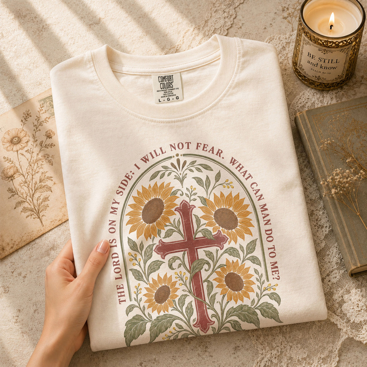 Faith Over Fear Shirt Women Sunflower Cross Christian Shirt Aesthetic Bible Verse Graphic - Rust Field Wear