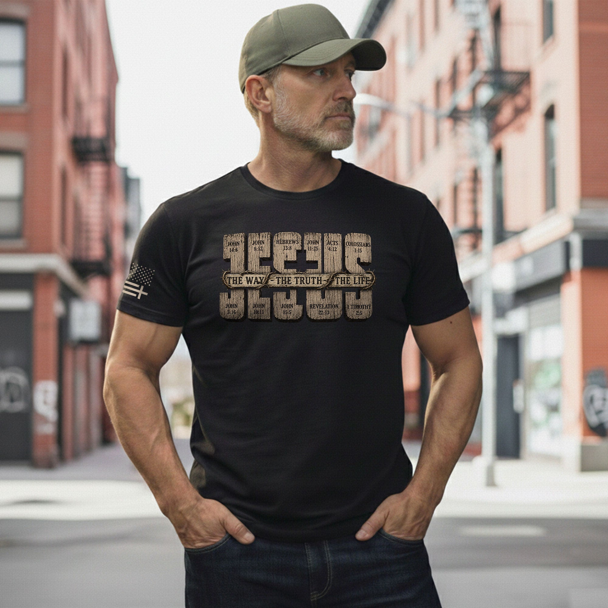 Jesus Shirt Men Christian T-Shirt The Way The Truth The Life Bible Verse Faith Graphic Tee