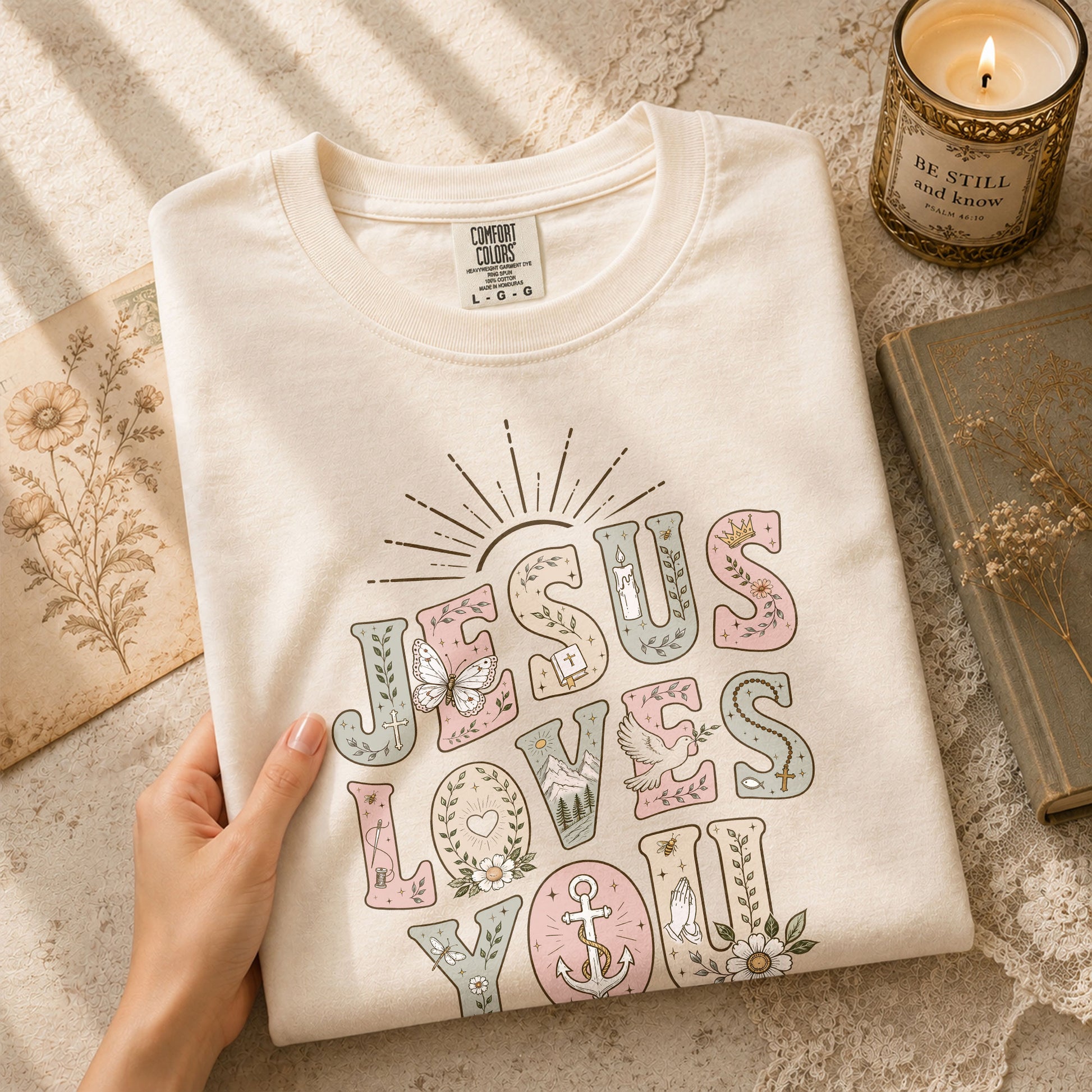 Jesus Loves You T-Shirt Christian Women Faith Shirt Aesthetic Colorful Bible Verse Tee - Rust Field Wear