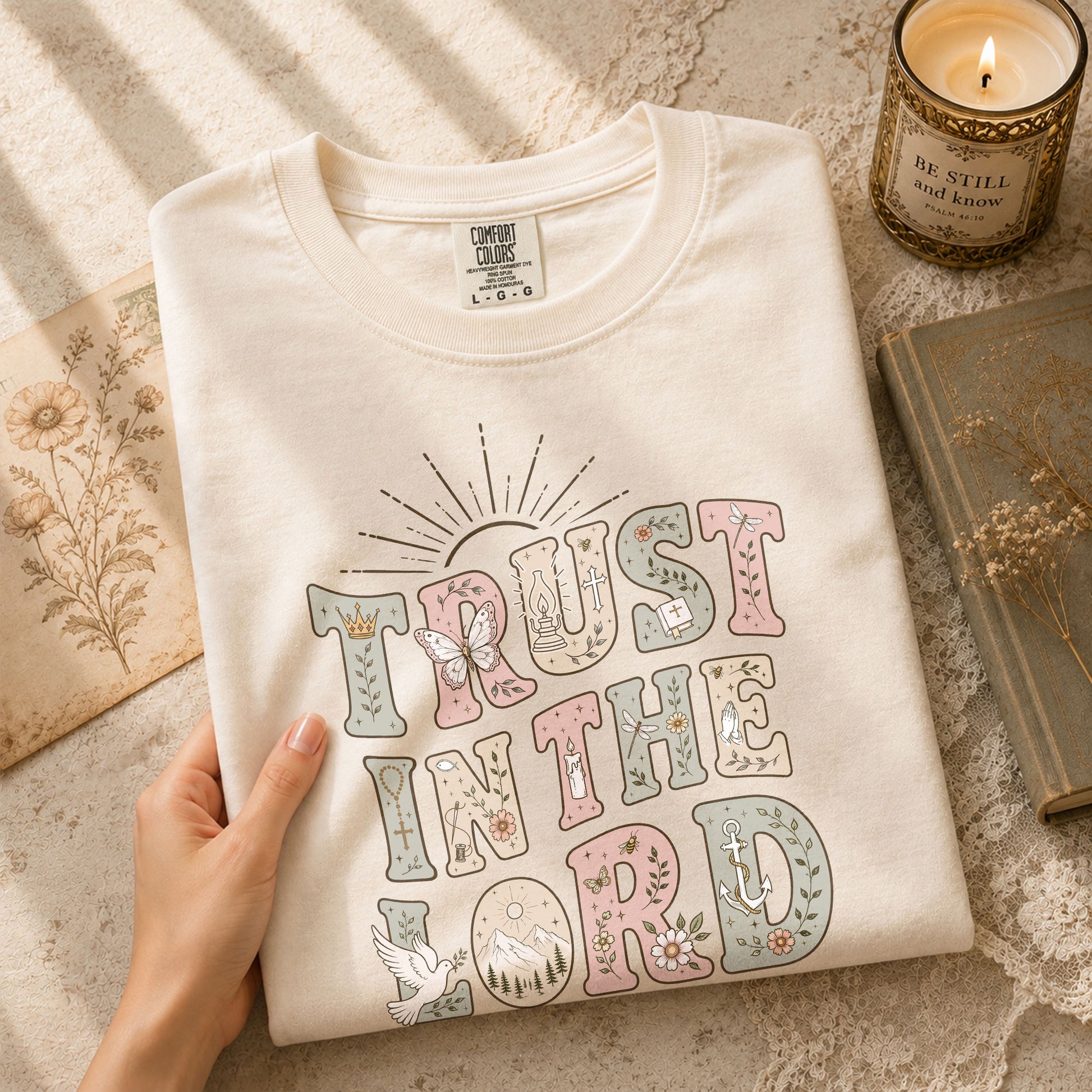 Trust In The Lord T-Shirt Christian Women Faith Shirt Aesthetic Colorful Bible Verse Tee - Rust Field Wear