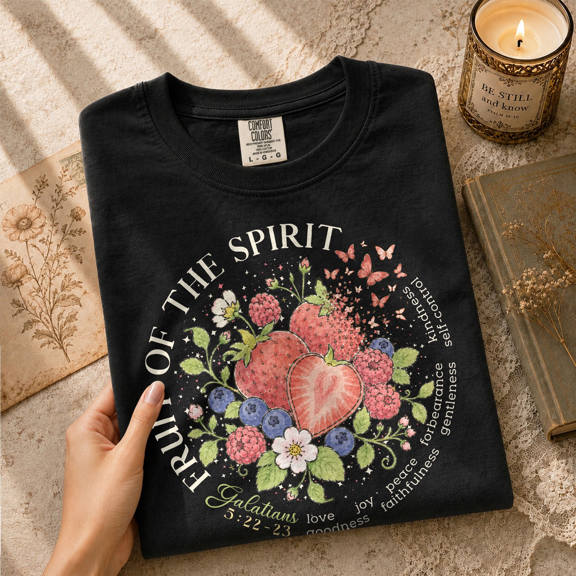 Fruit Of The Spirit Galatians 5 22 23 Berry Christian Graphic Tee For Women Apparel
