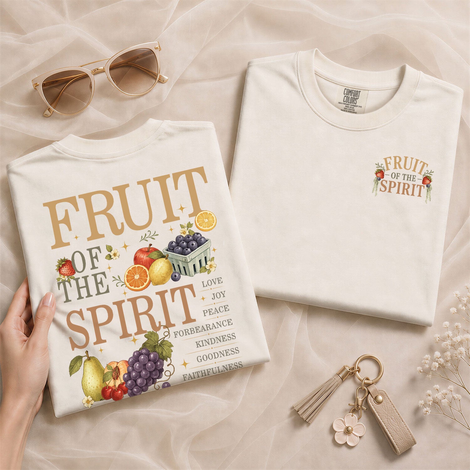 Fruit Of The Spirit Galatians Scripture Pink Cute Christian Tee For Women Apparel
