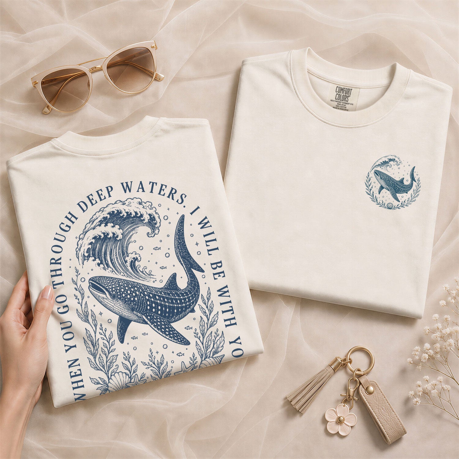 Whale Shark Isaiah 43 2 T-Shirt When You Go Through Deep Waters Christian Faith Outfit