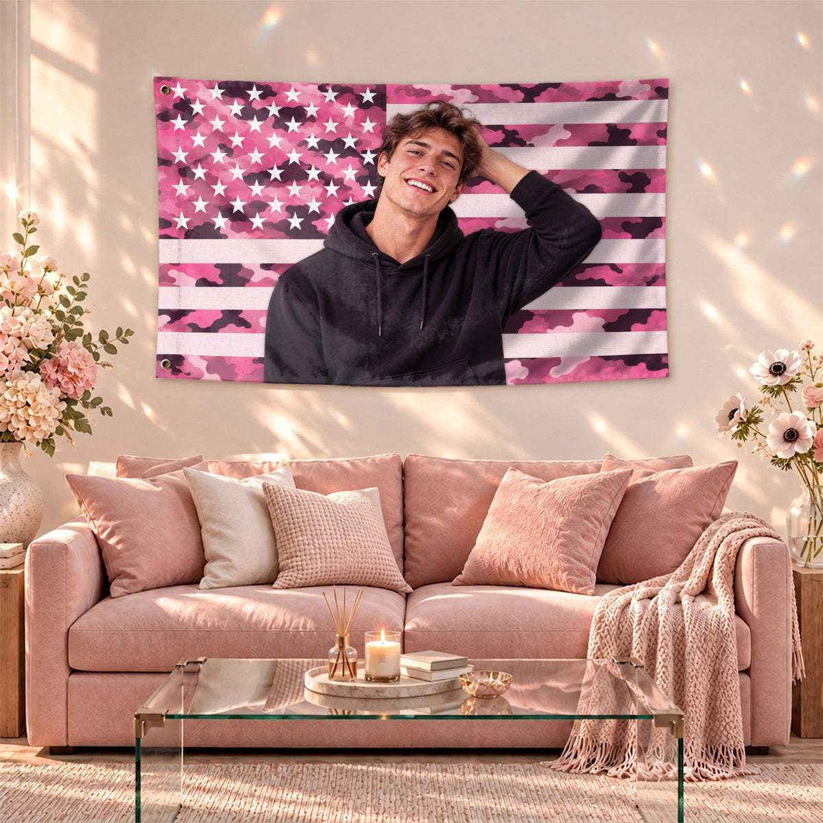 Custom Pink Camo American Flag Custom Flag Patriotic Outdoor Garden Yard Decor