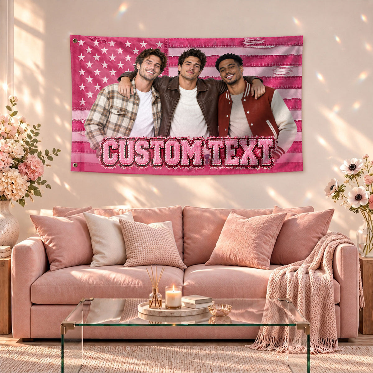 Custom Photo Flag Personalized Text American Flag Patriotic Outdoor Home Yard Decor