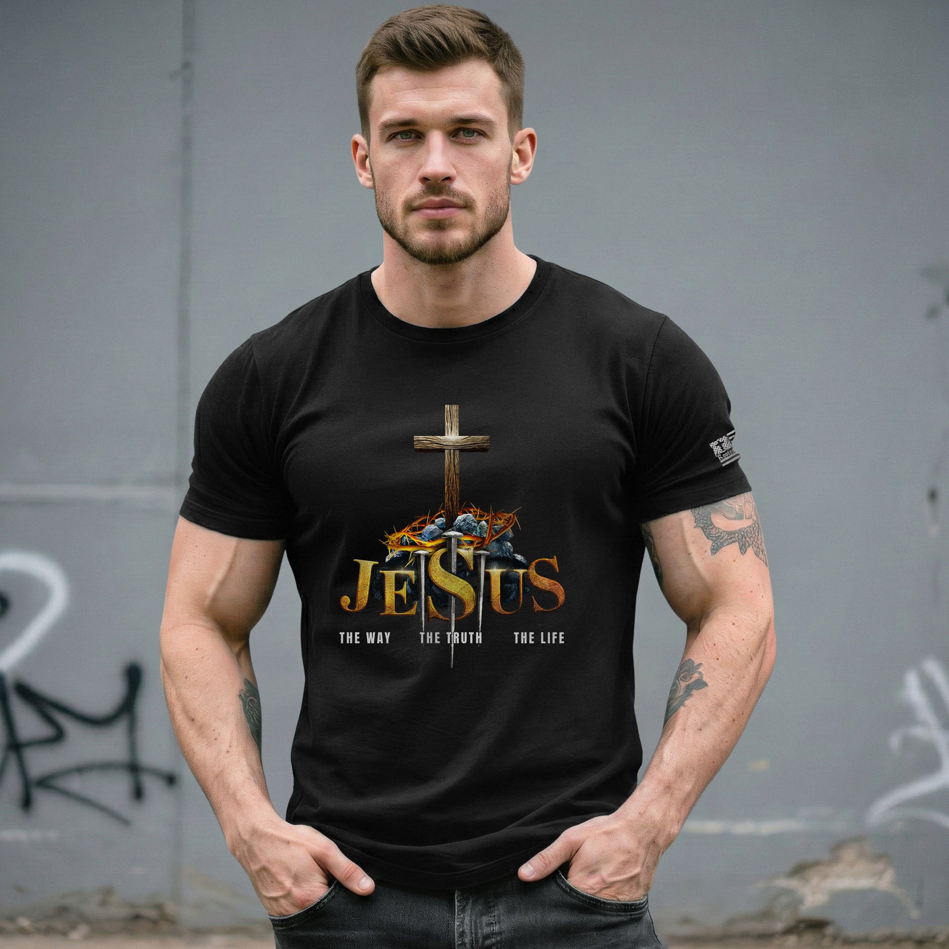 Christian Shirts for Men, JESUS The Way, Truth and Life - Christian Tee Shirts - Rust Field Wear