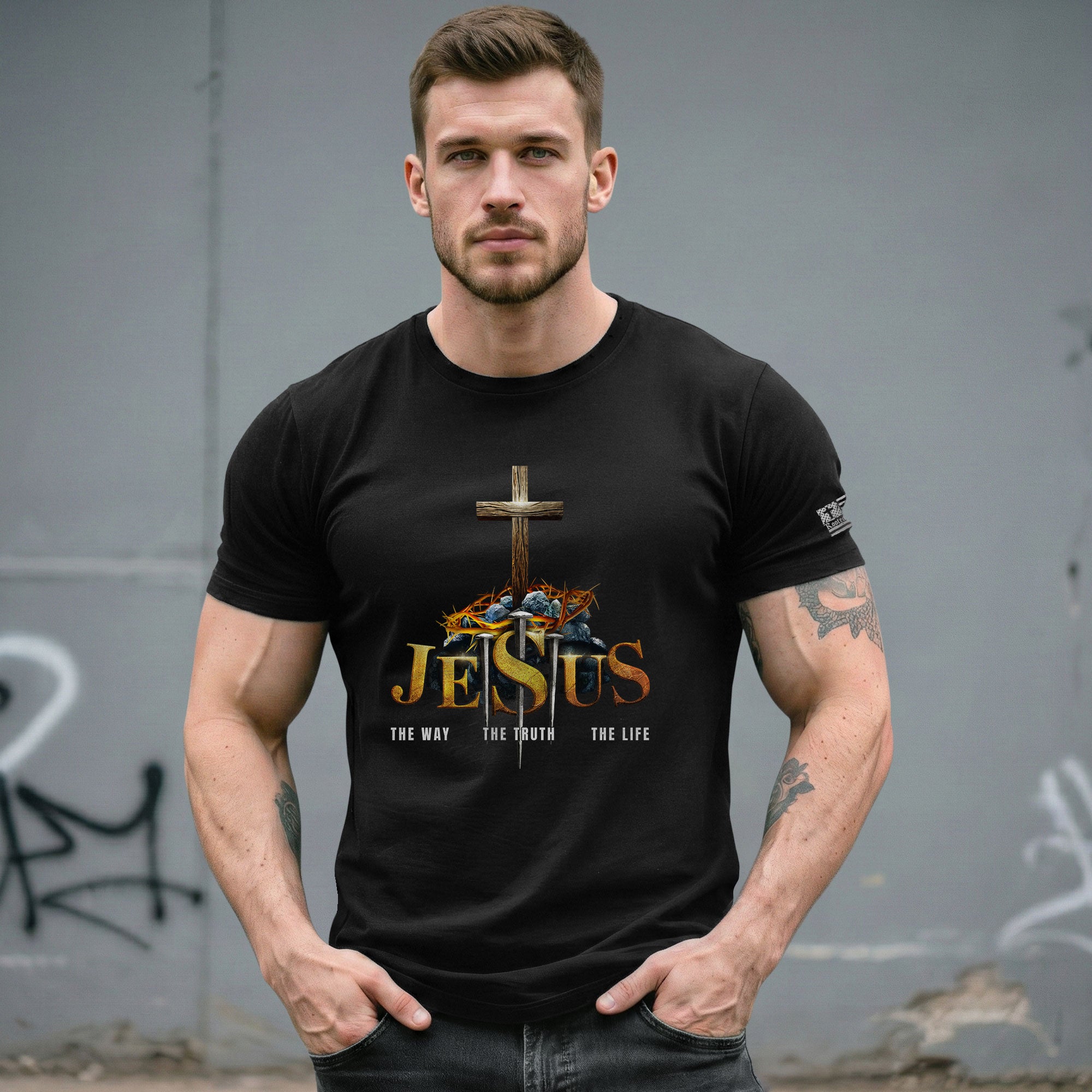Christian Shirts for Men, JESUS The Way, Truth and Life - Christian Tee Shirts - Rust Field Wear