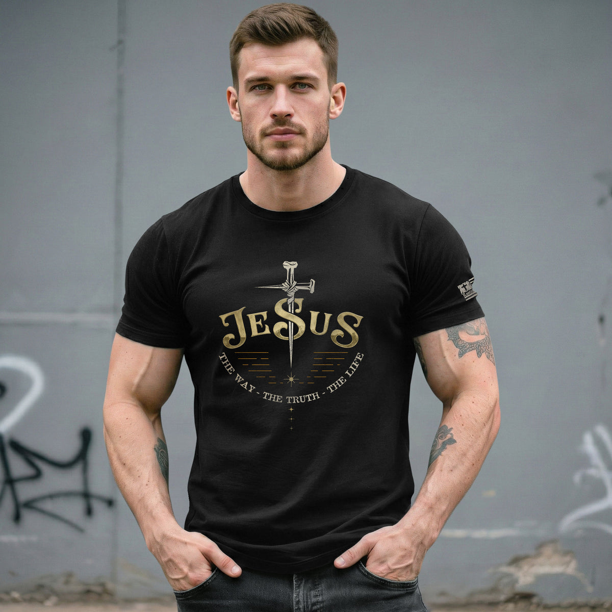 Forged in Faith JESUS Sword, Christian Tee Shirts - Faith Shirts for Men - Rust Field Wear