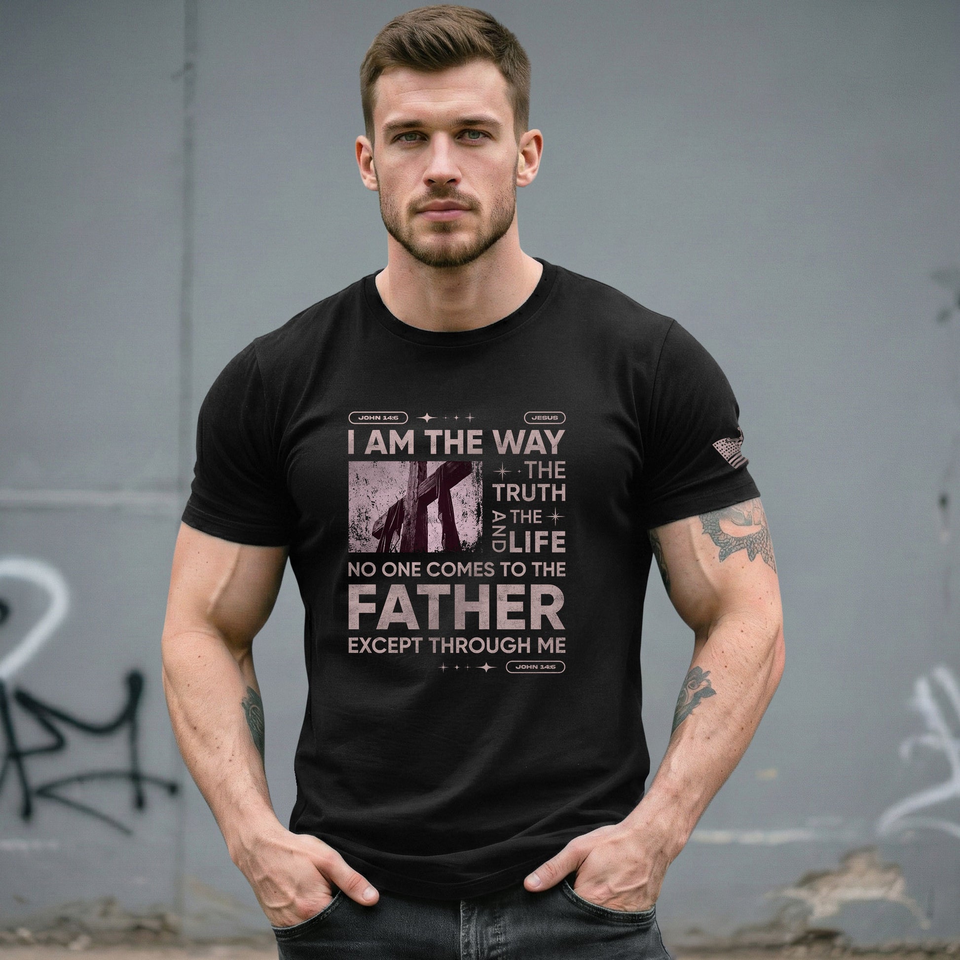 The Way, Truth and Life Cross, Christian Shirts for Men - Christian Tee Shirts - Rust Field Wear