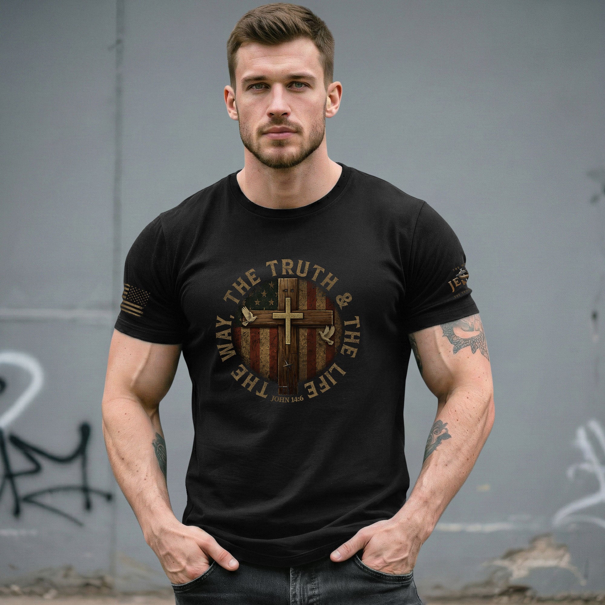 Faith Based Christian Tee Shirts, The Way. The Truth. The Life John 14:6 - Christian Shirts for Men - Rust Field Wear