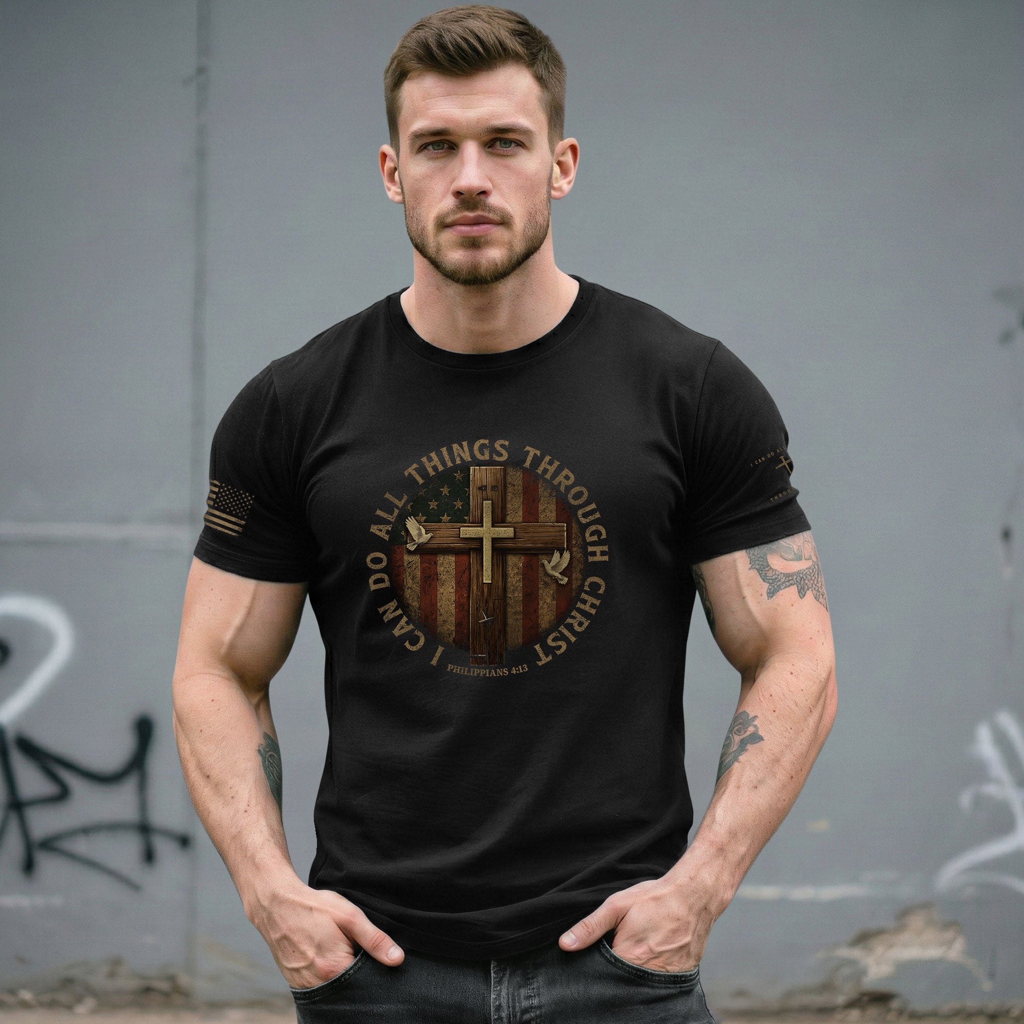 Christian Shirts for Men - I Can Do All Things Christian Philippians 4:13, Christian Tee Shirts - Rust Field Wear