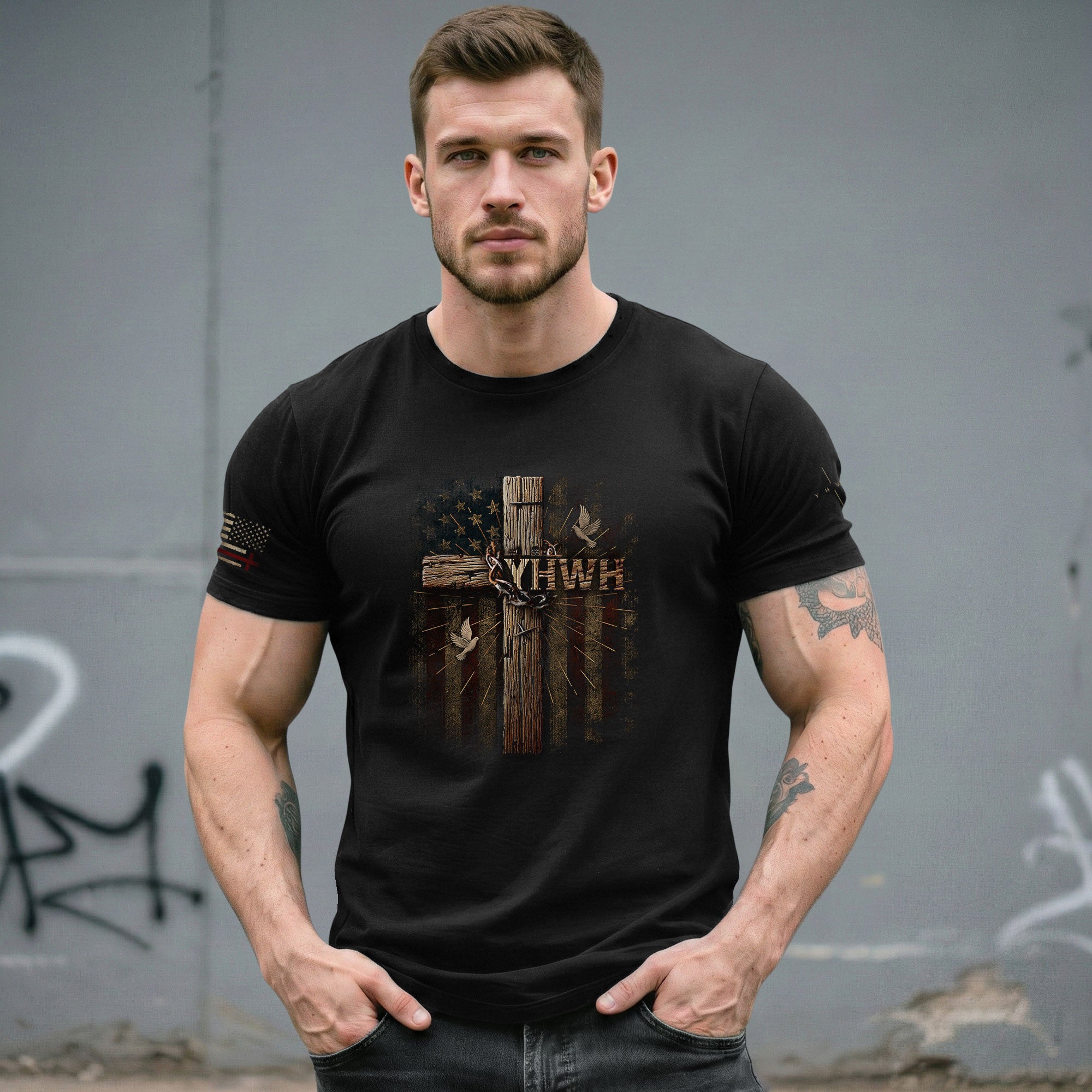 YHWH The Name Above All Names - Christian Shirts for Men, Faith Based Christian Tee Shirts - Rust Field Wear