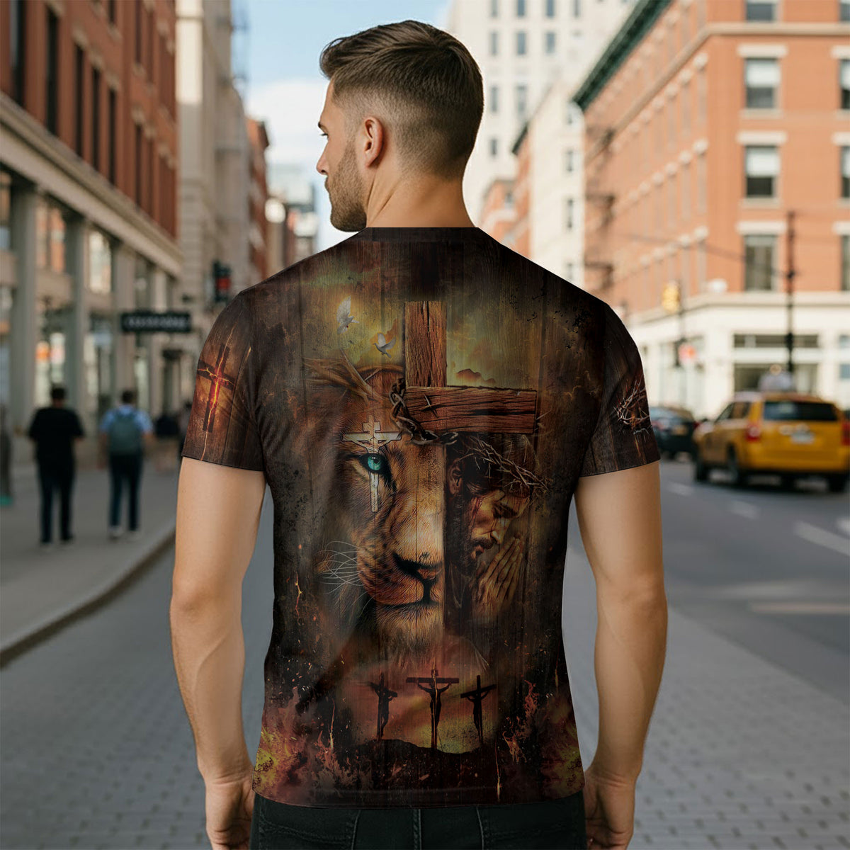 Faith Over Fear Lion and Cross Stand bold your - RustField Co Freedom Shirts, Christian Tee Shirts for Men - Rust Field Wear