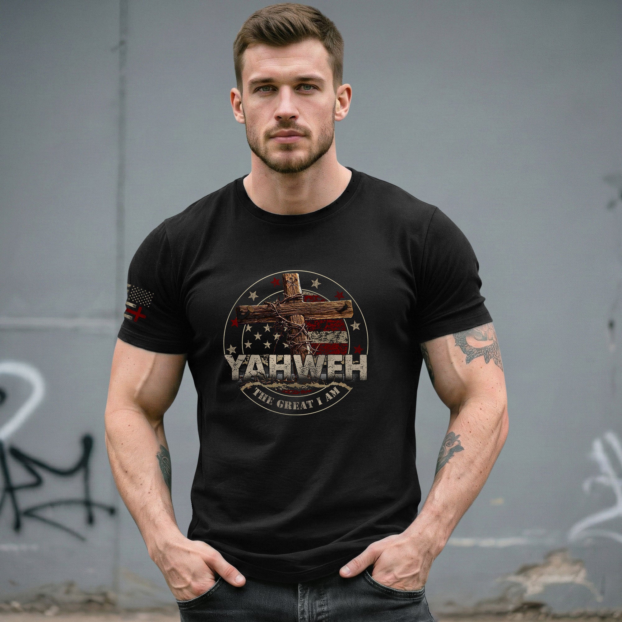 Yahweh The Great I Am, Bold and Unshaken, Christian Tee Shirts - Faith Shirts for Men - Rust Field Wear