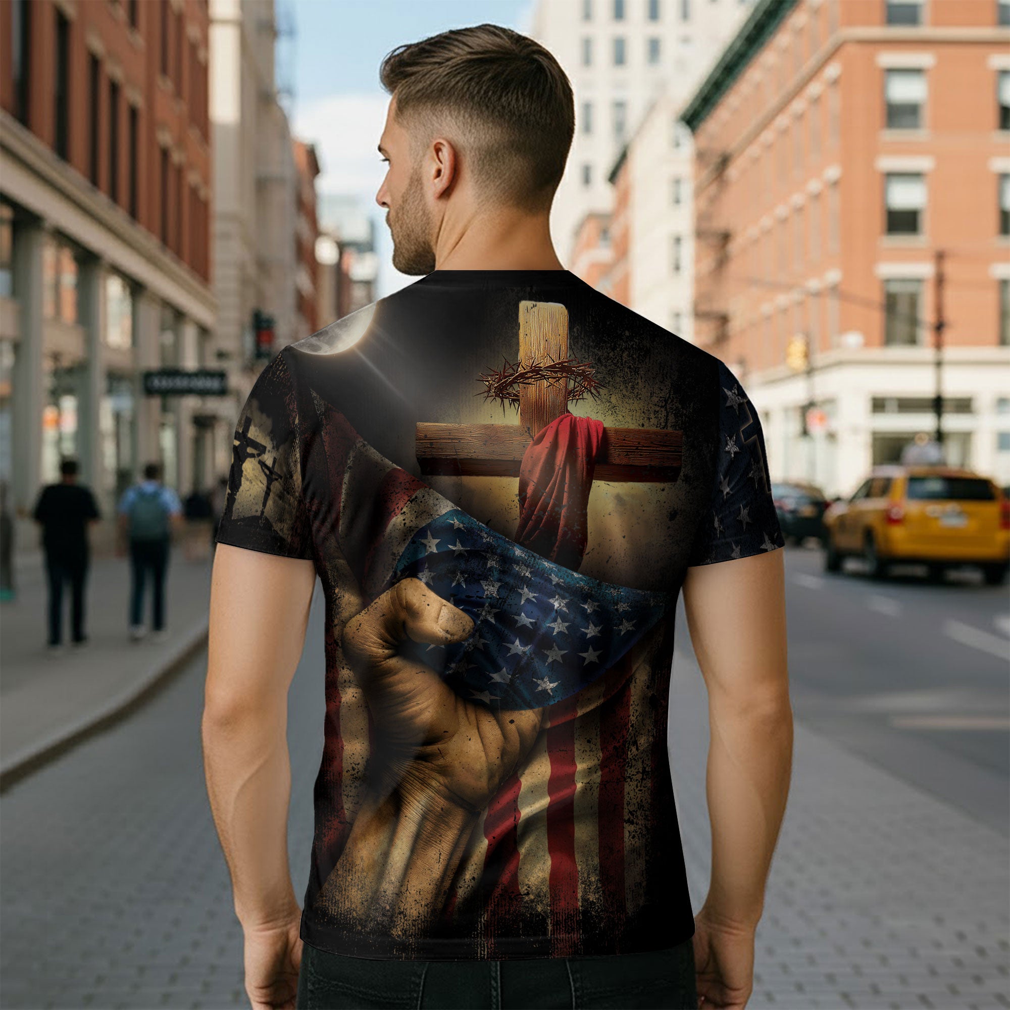 Freedom Shirts - One Nation Under God Cross of Glory and Lion in Shadow, Christian Tee Shirts for Men, RustField Co - Rust Field Wear