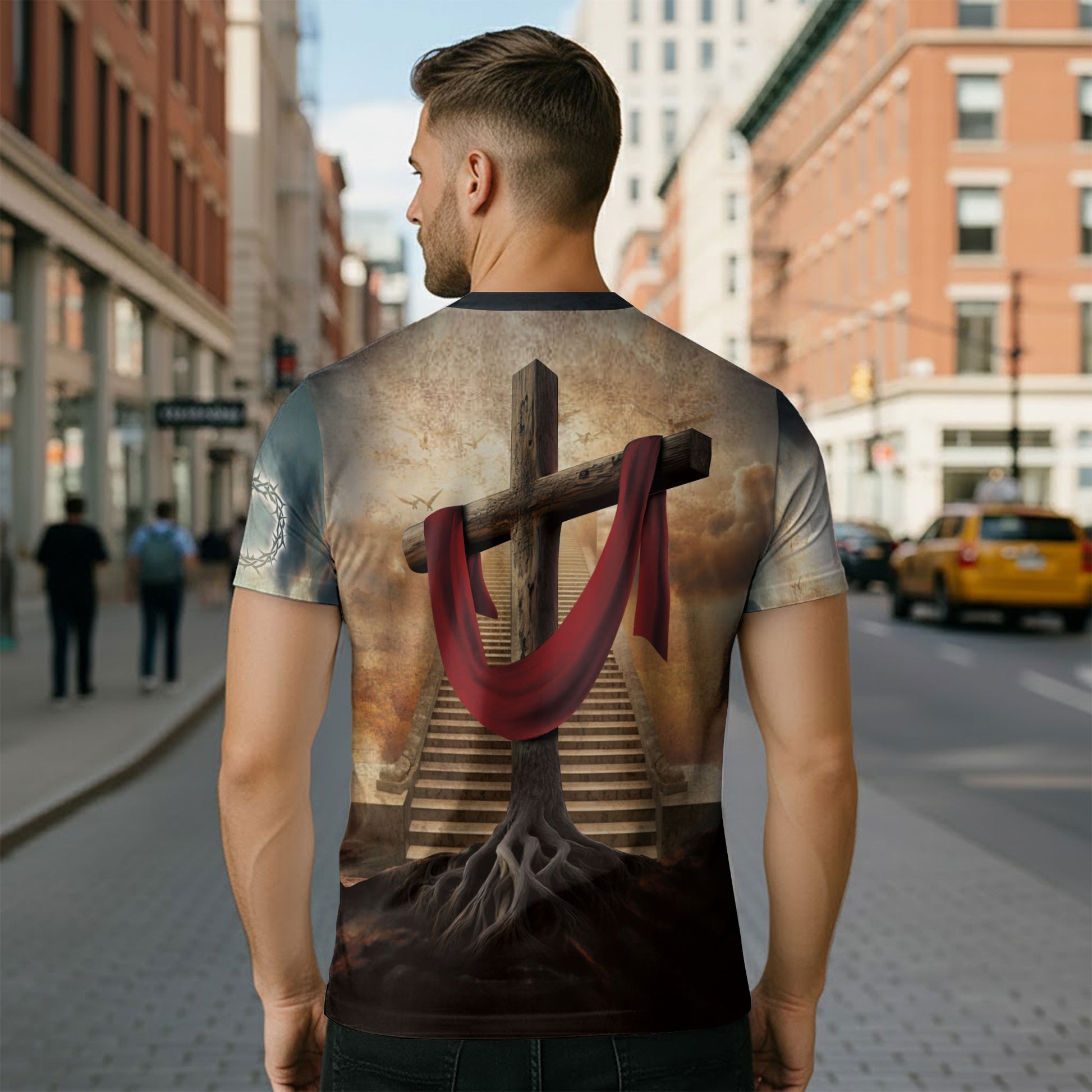 Christian Tee Shirts, Rooted In Christ The Rooted Cross And Lion - Freedom Shirts for Men, RustField Co - Rust Field Wear
