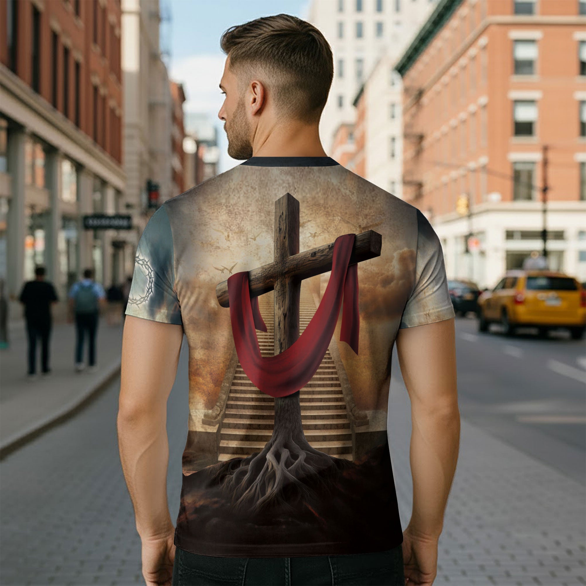 Christian Tee Shirts, Rooted In Christ The Rooted Cross And Lion - Freedom Shirts for Men, RustField Co - Rust Field Wear