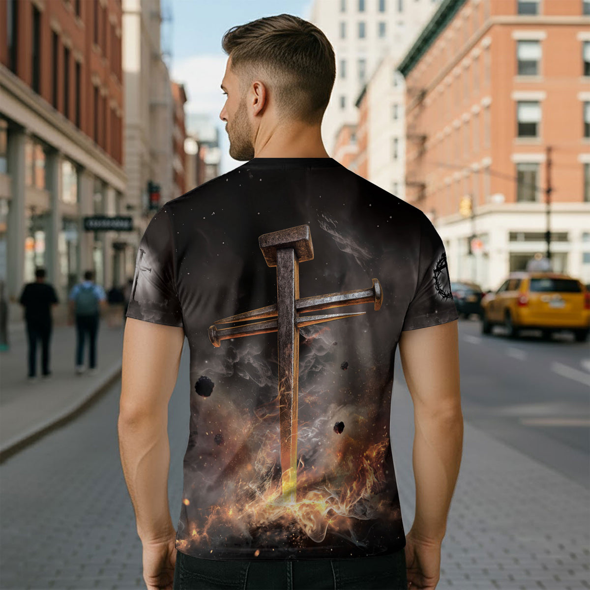 Freedom Shirts - Iron Sharpens Iron Fiery Lion Cross, Christian Tee Shirts for Men, RustField Co - Rust Field Wear