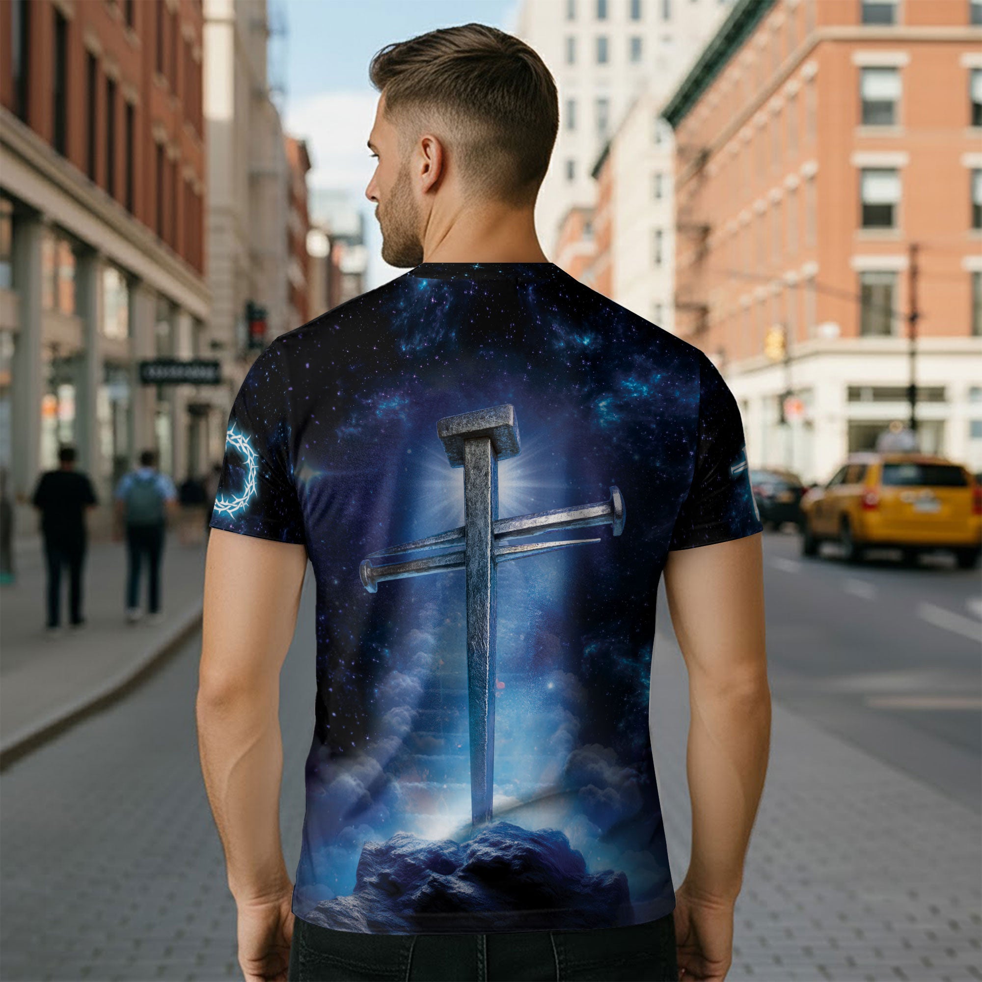 Christian Tee Shirts, Iron Sharpens Iron Proverbs 27 17 Cosmic - Freedom Shirts for Men, RustField Co - Rust Field Wear