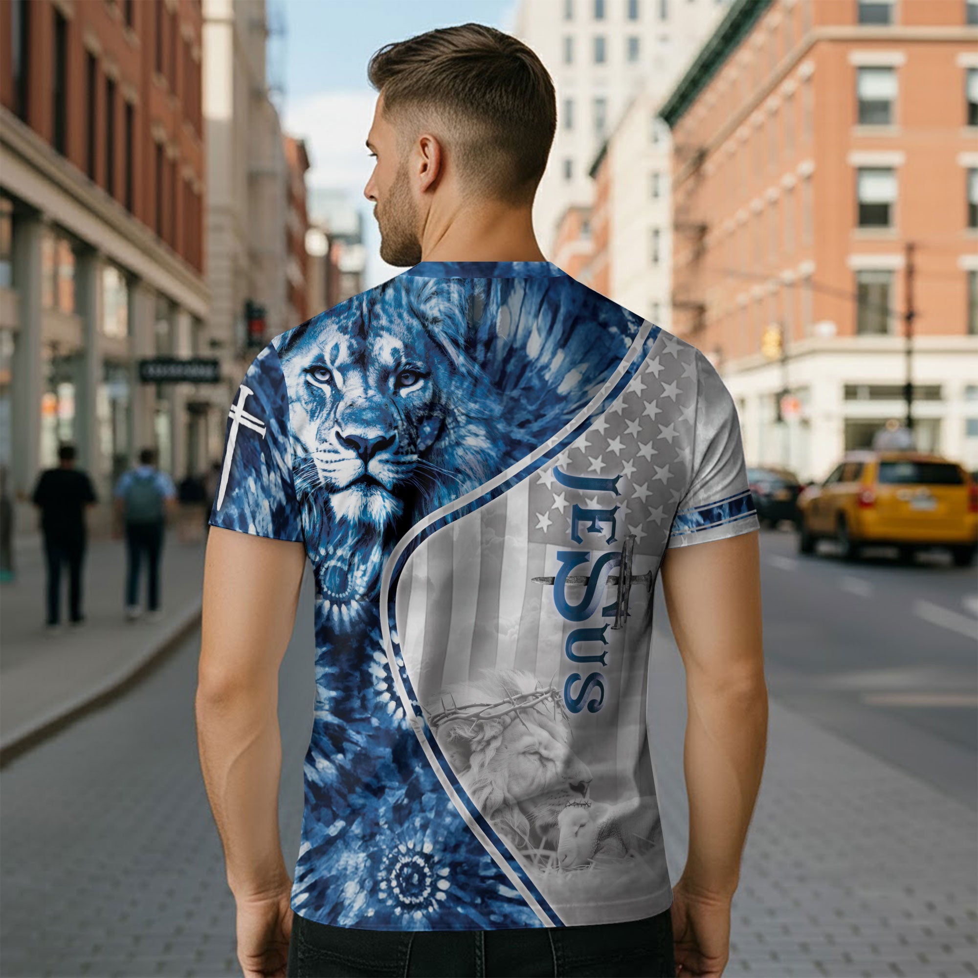 Christian Tee Shirts, One Nation Under God Lion Cross - Freedom Shirts for Men, RustField Co - Rust Field Wear
