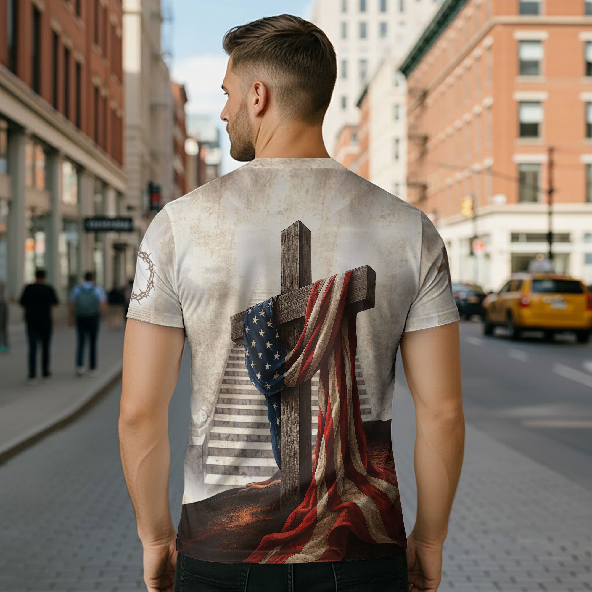 One Nation Under God American Flag Lion Christian Tee Shirts - Freedom Shirts for Men, RustField Co - Rust Field Wear