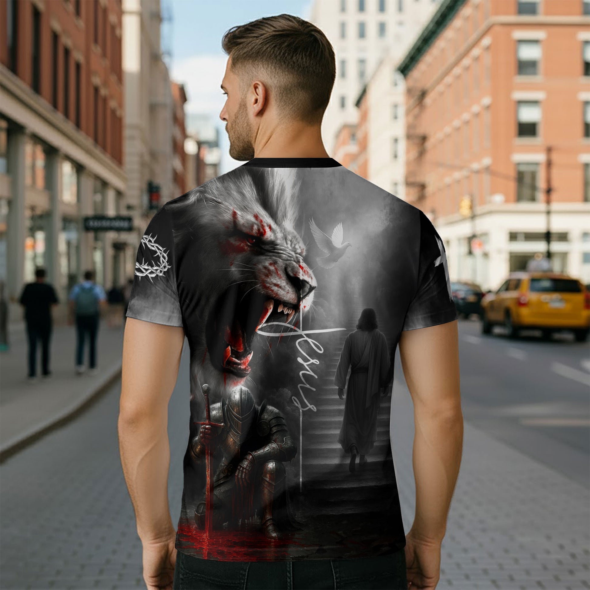 Christian Tee Shirts for Men, RustField Co - I Can't But I Know A Guy Jesus Cross Lion Redemption Warrior, Freedom Shirts - Rust Field Wear