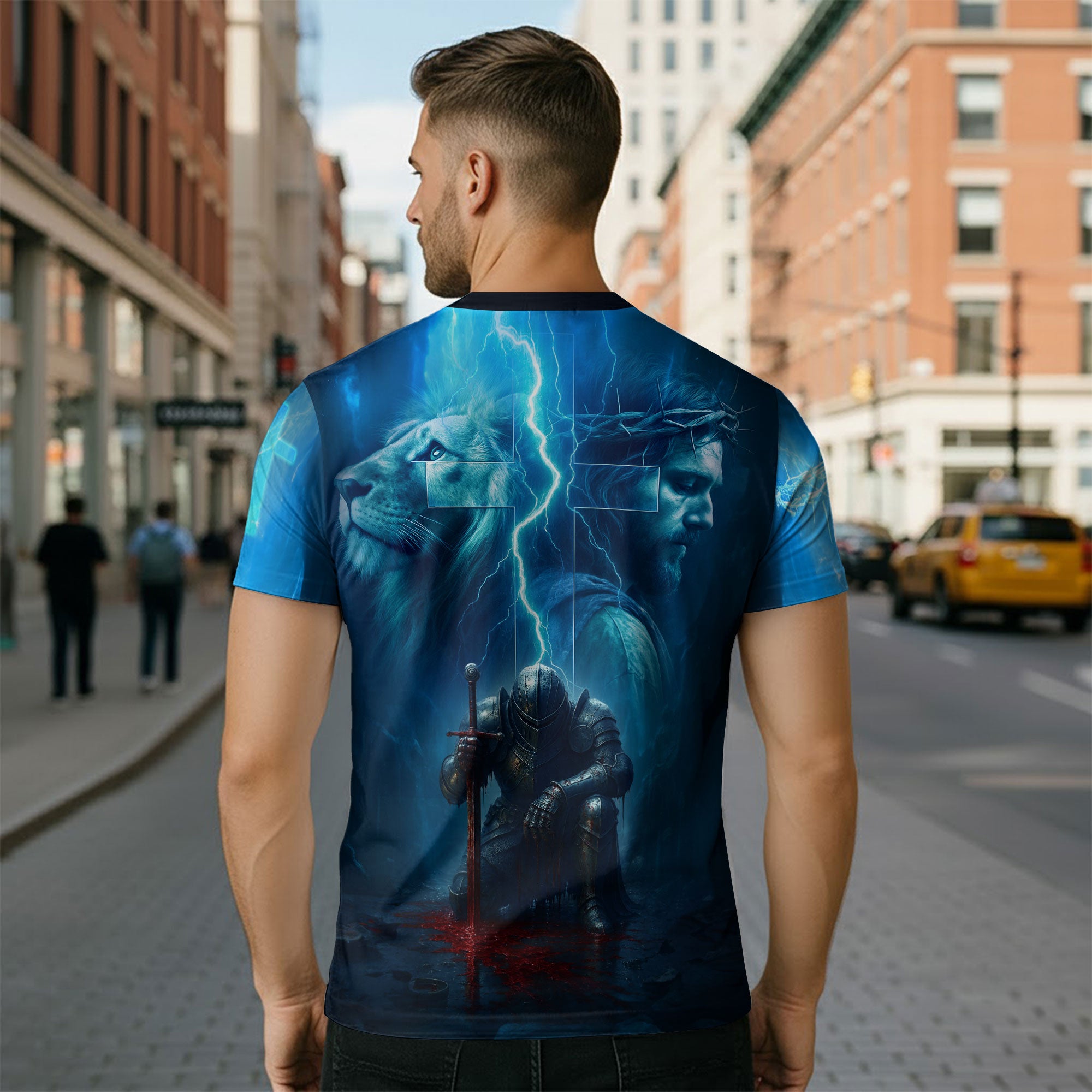 RustField Co Christian Tee Shirts - Jesus The Way The Truth The Life Lion Thunder Edition, Freedom Shirts for Men - Rust Field Wear