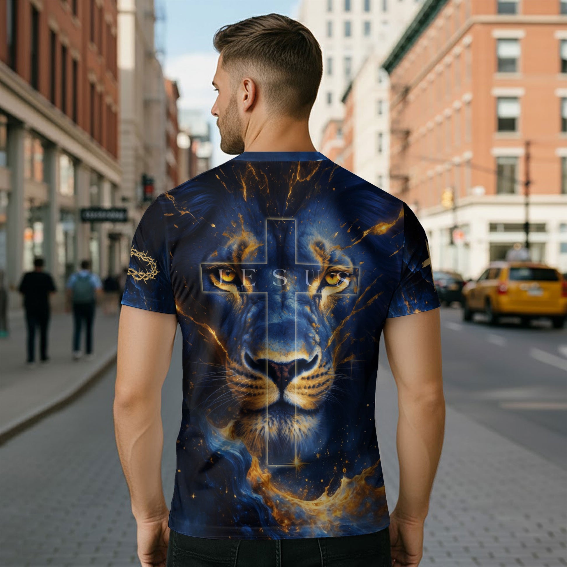 Faith Over Fear Lion and Jesus Ascending Stairs, Freedom Shirts - Christian Tee Shirts for Men, RustField Co - Rust Field Wear