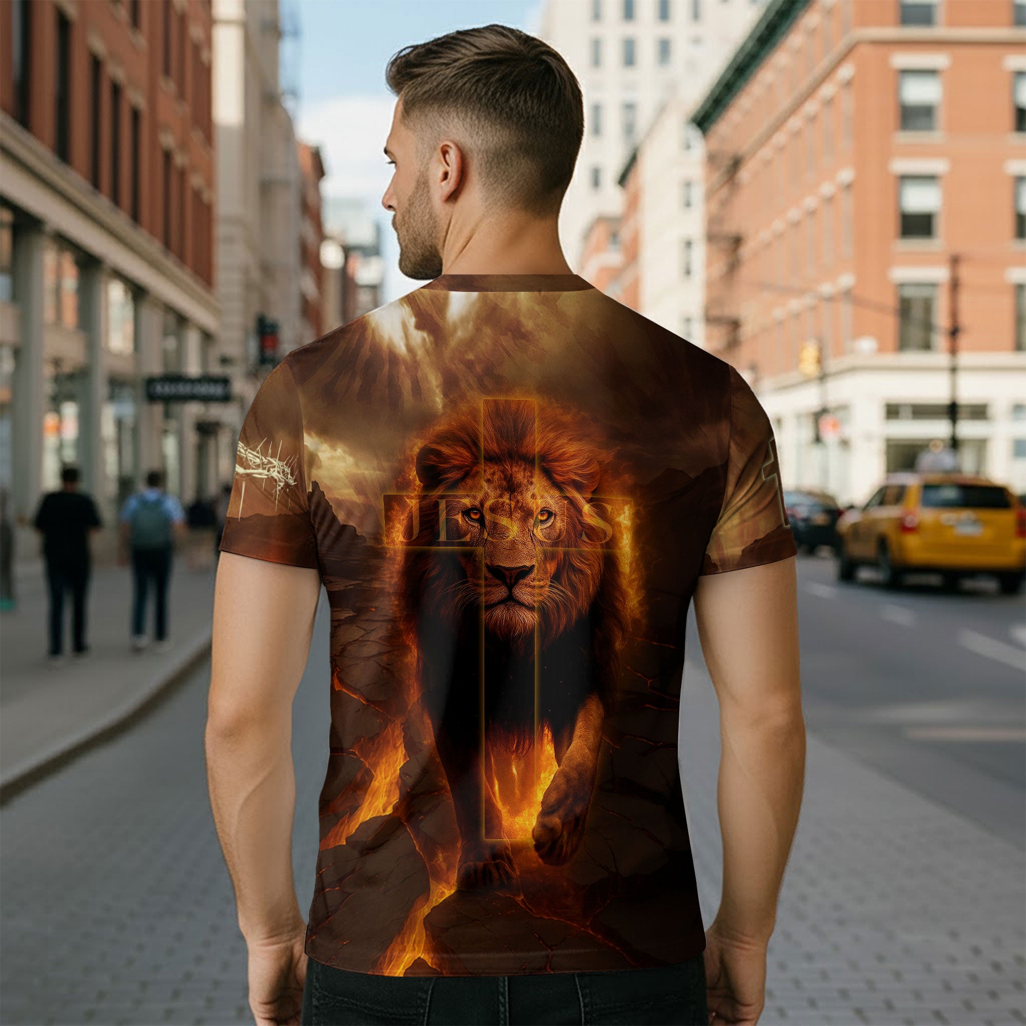 RustField Co Christian Tee Shirts - I Can't But I Know A Guy Lion of Judah Fire Cross, Freedom Shirts for Men - Rust Field Wear