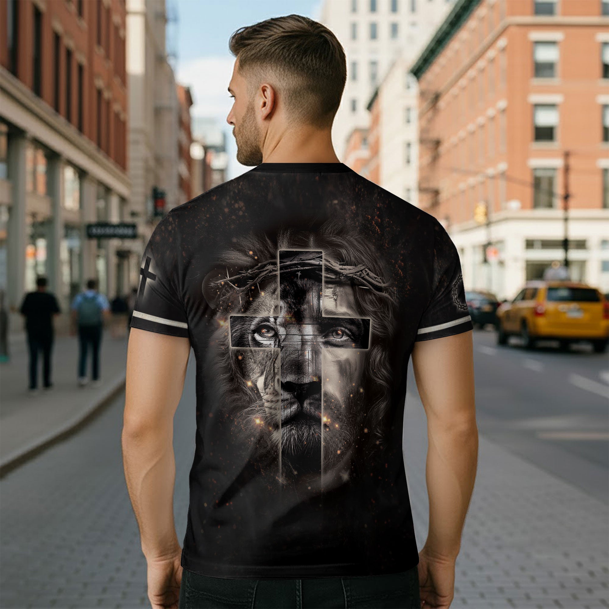 Christian Tee Shirts for Men, RustField Co - Jesus Lion Cross The Way The Truth The Life, Freedom Shirts - Rust Field Wear