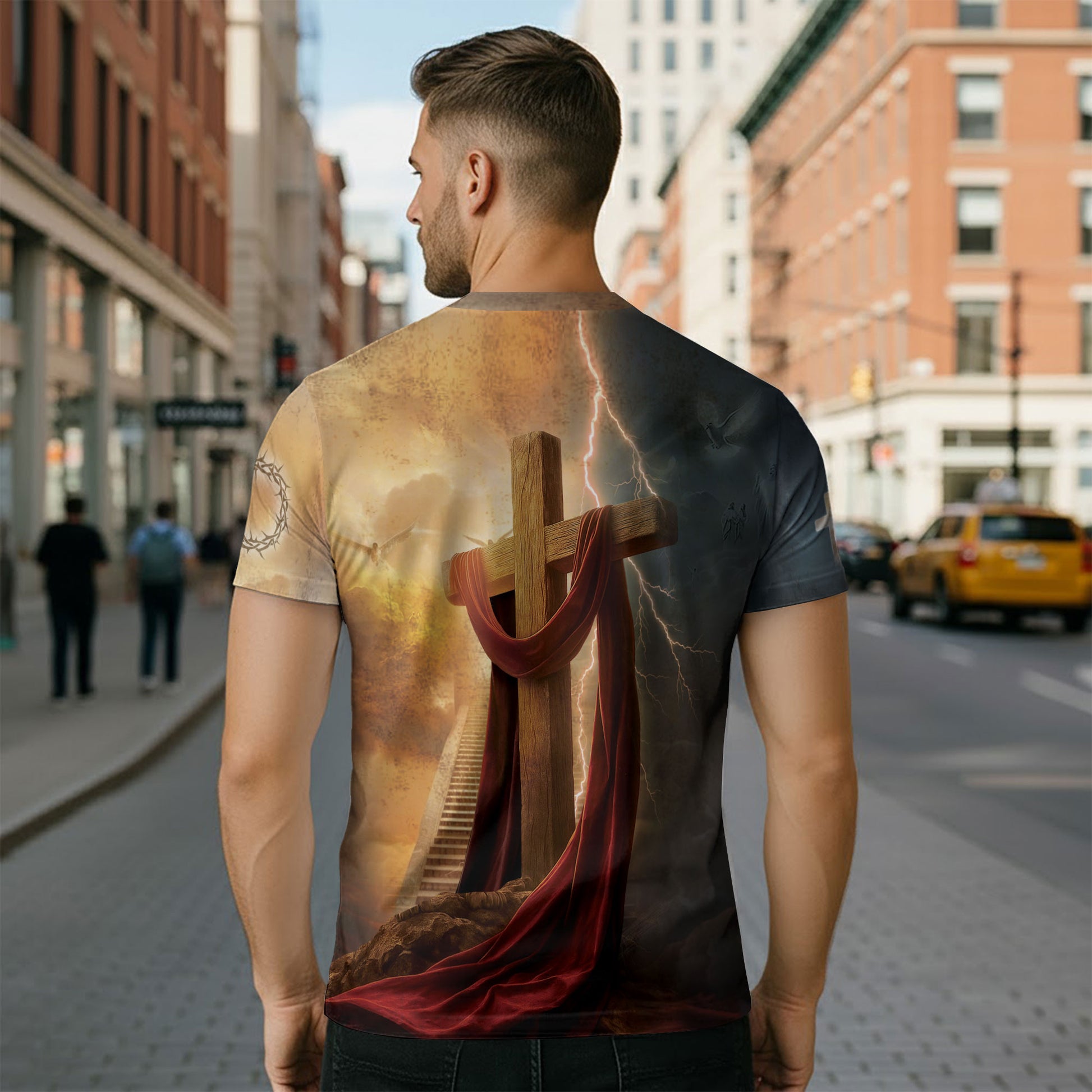 Christian Tee Shirts for Men - Faith Over Fear Lion Cross, RustField Co Freedom Shirts - Rust Field Wear