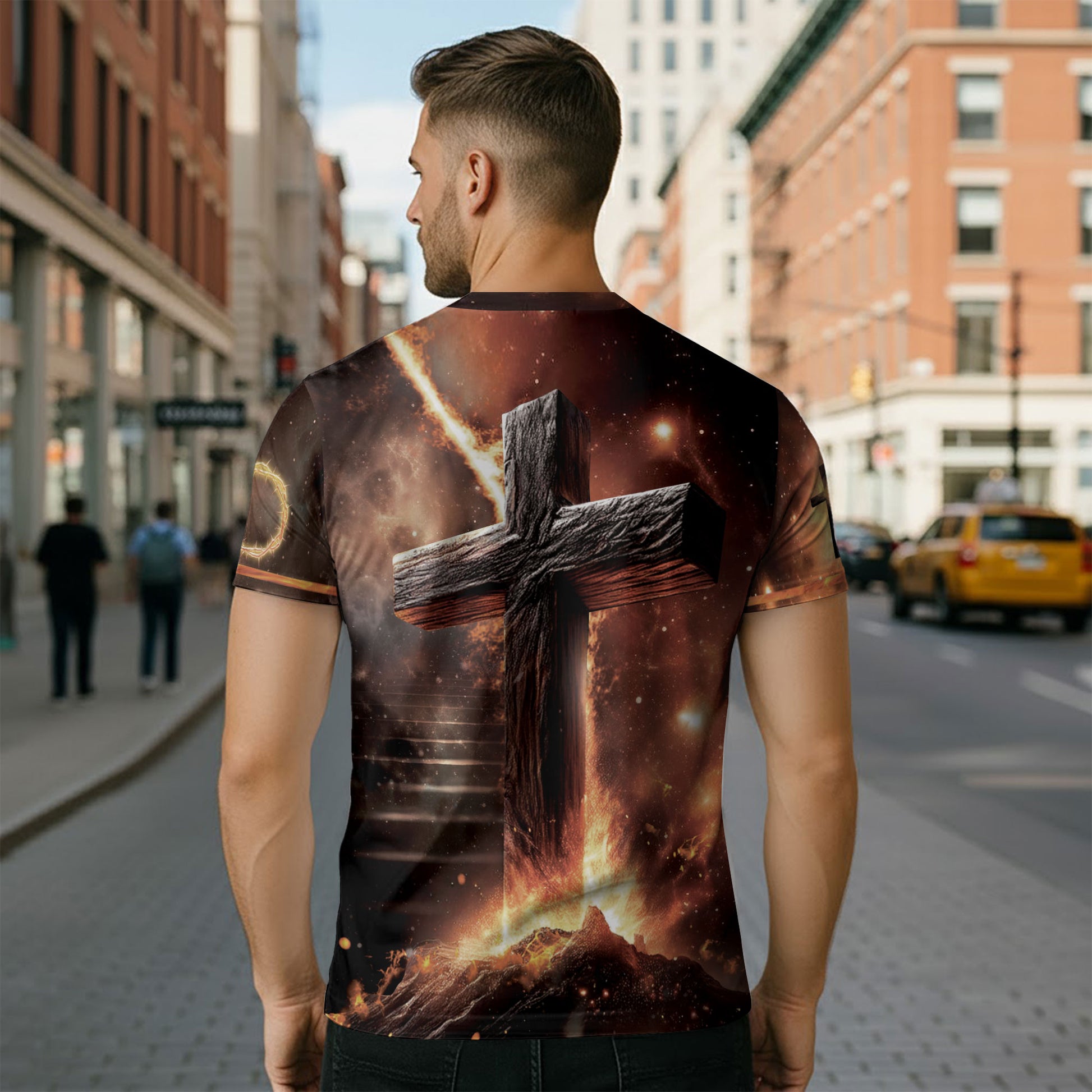 RustField Co, The Way The Truth The Life Lion and Cross - Christian Tee Shirts for Men, Freedom Shirts - Rust Field Wear