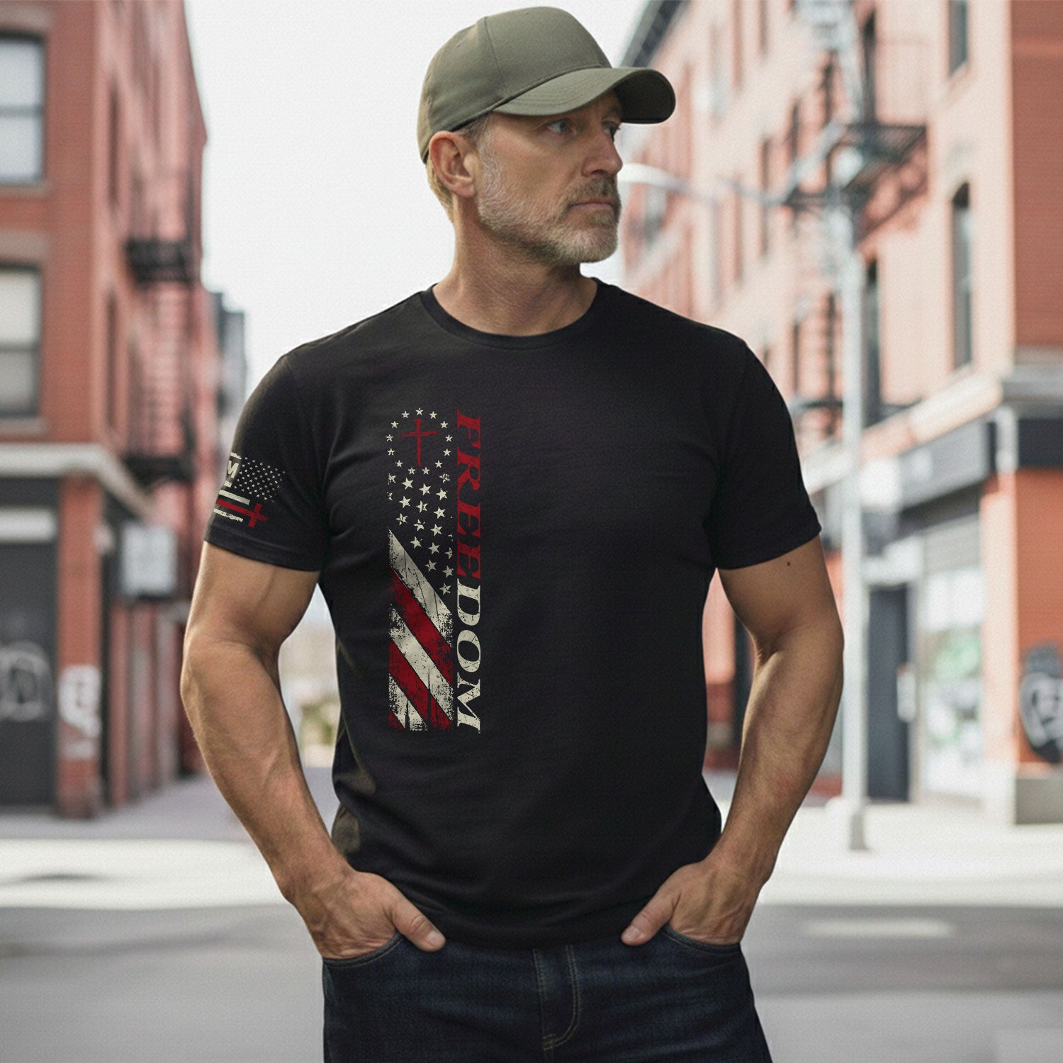 Freedom Memorial Patriotic American Flag and Bold Quote - Freedom T Shirt, Patriotic Shirts for Men - Rust Field Wear