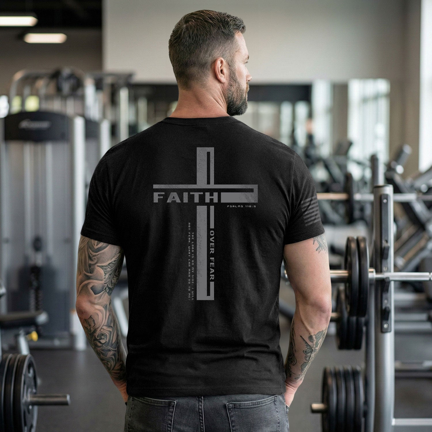 Faith Over Fear Psalm 118:6 Cross, Christian Shirts for Men - Christian Tee Shirts - Rust Field Wear