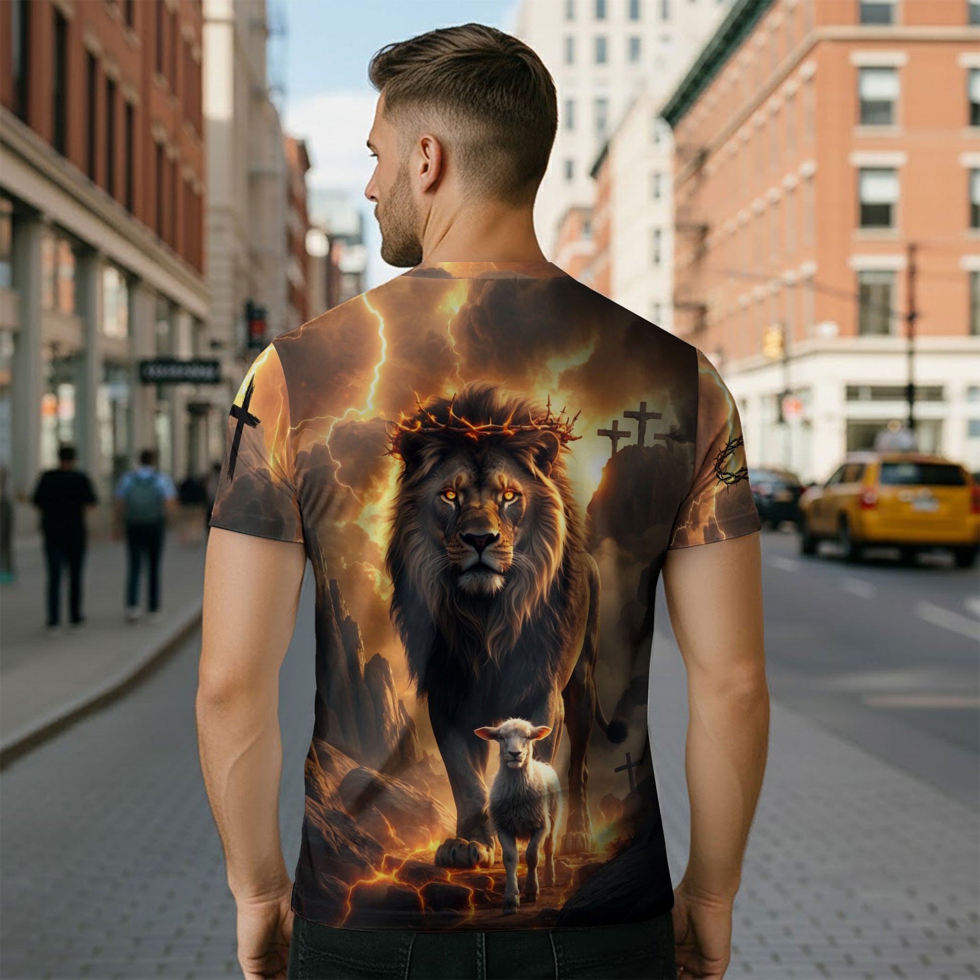 Freedom Shirts for Men, Jesus The Way The Truth The Life Lion and Lamb Fire - Christian Tee Shirts, RustField Co - Rust Field Wear