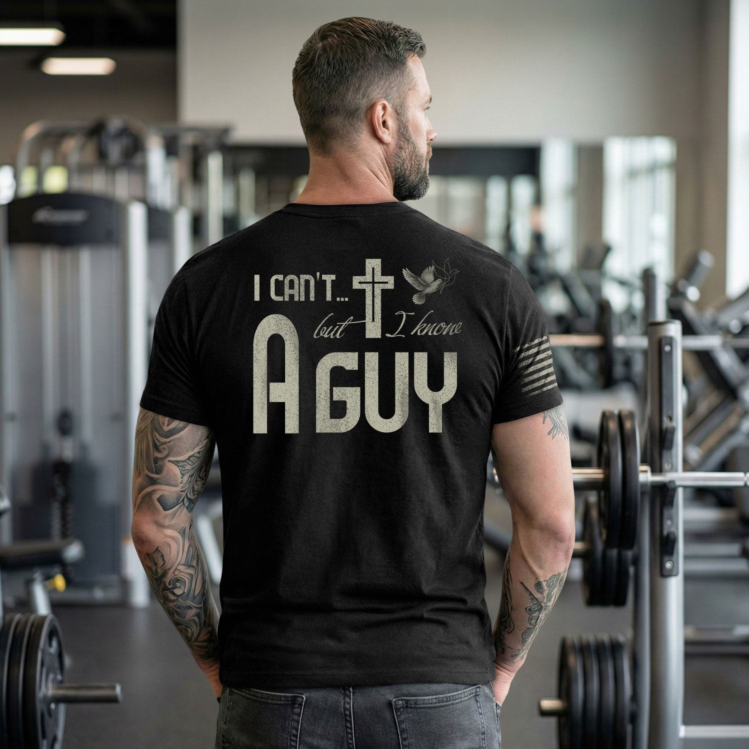 I Can’t But I Know A Guy Cross and Dove Christian - Christian Shirts for Men, Faith Based Christian Tee Shirts - Rust Field Wear