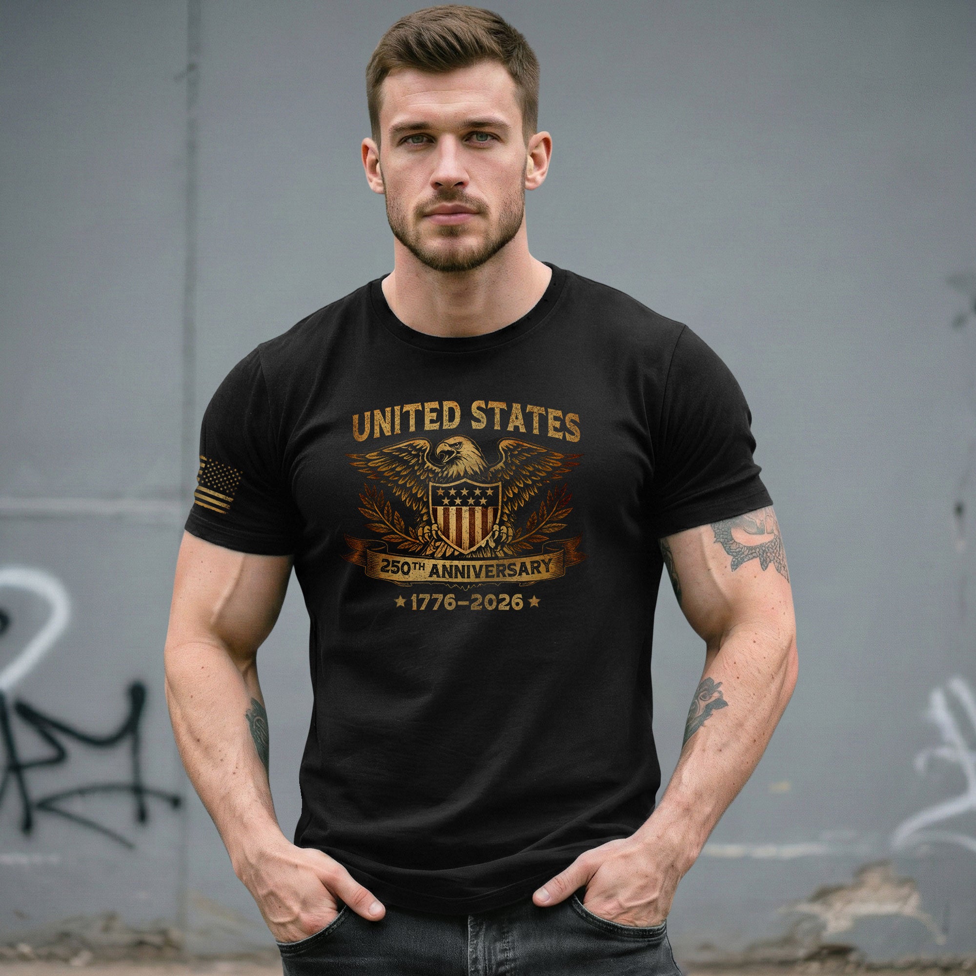 USA 250th Anniversary Shirt 1776-2026 American Pride Patriotic Eagle Shield Laurel - Rust Field Wear