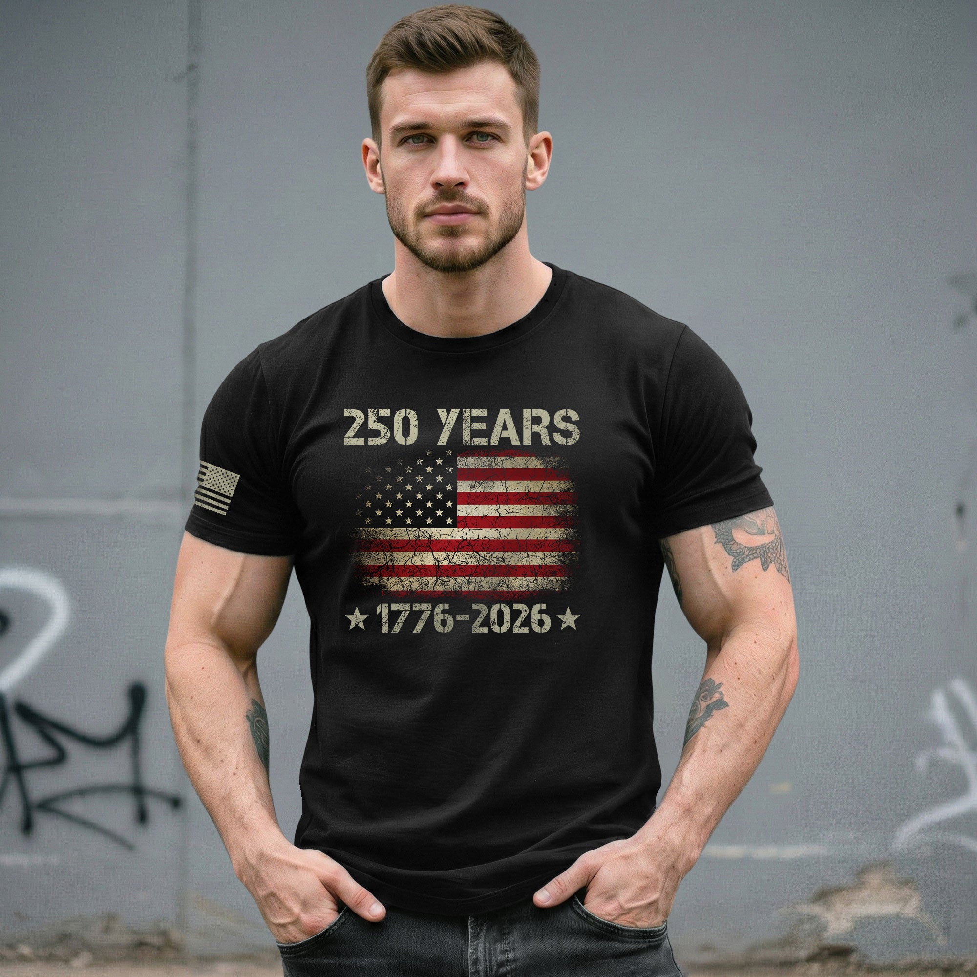 250 Years American Independence T-Shirt 1776–2026 – Vintage USA Flag Patriotic Shirt - Rust Field Wear
