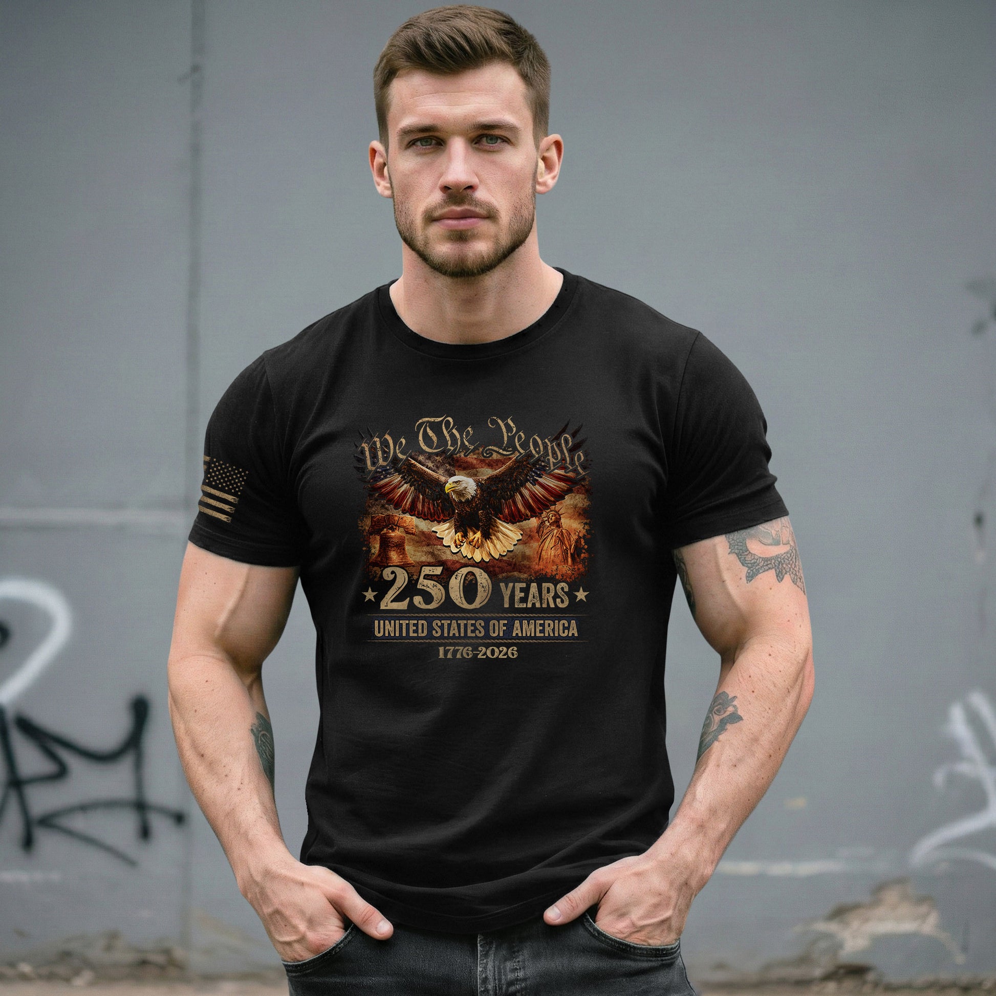 USA 250th Anniversary Shirt 1776-2026 Eagle Liberty Bell Statue of Liberty Patriotic - Rust Field Wear