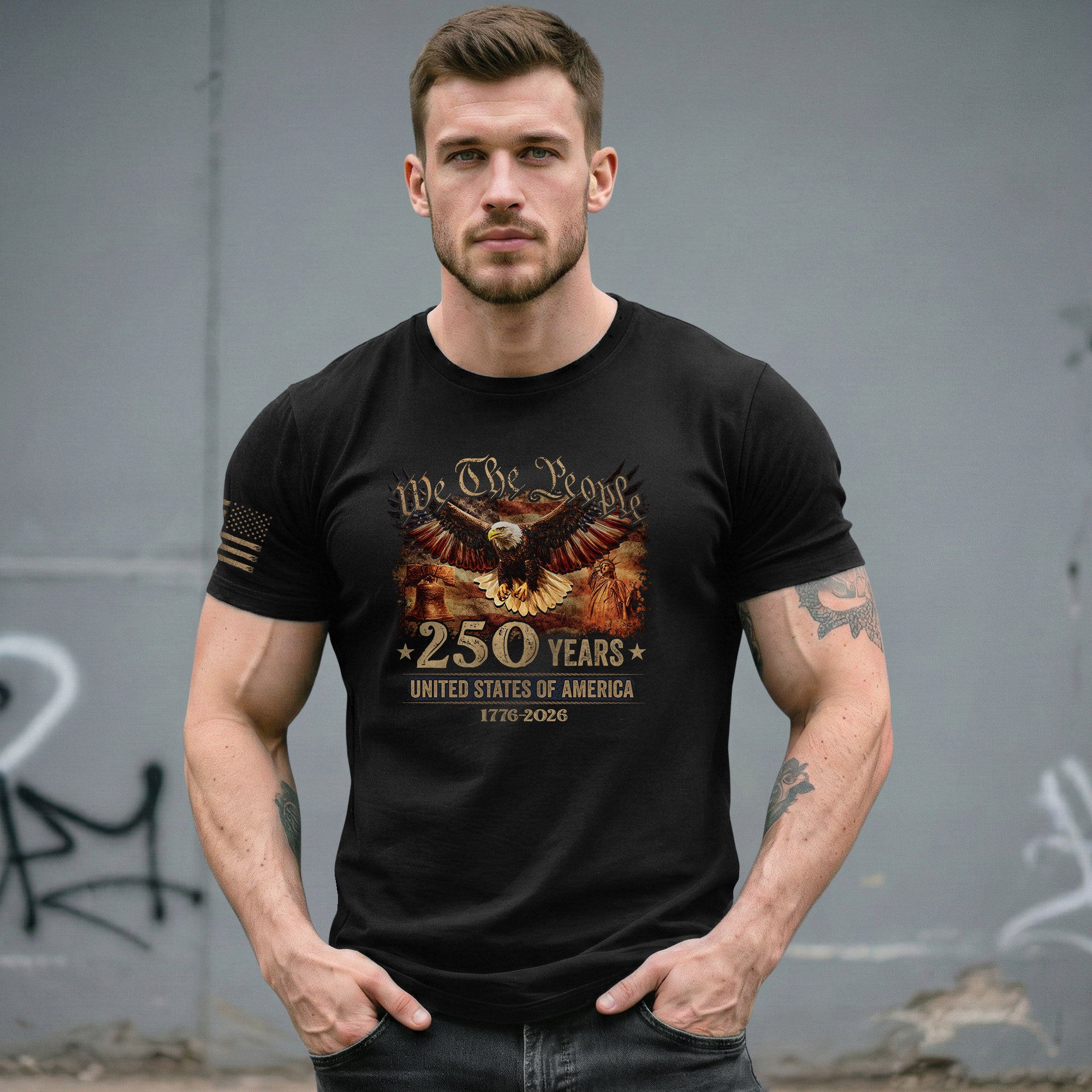 USA 250th Anniversary Shirt 1776-2026 Eagle Liberty Bell Statue of Liberty Patriotic - Rust Field Wear