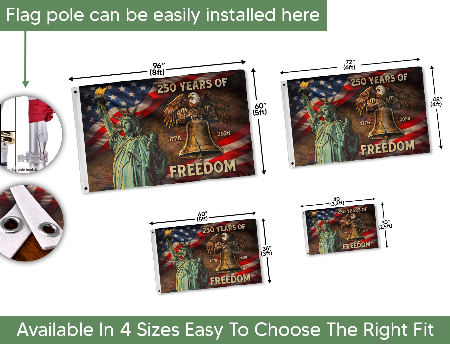 250 Years of Freedom Double-Sided House Flag 1776–2026, Patriotic 250th American Decor - Rust Field Wear