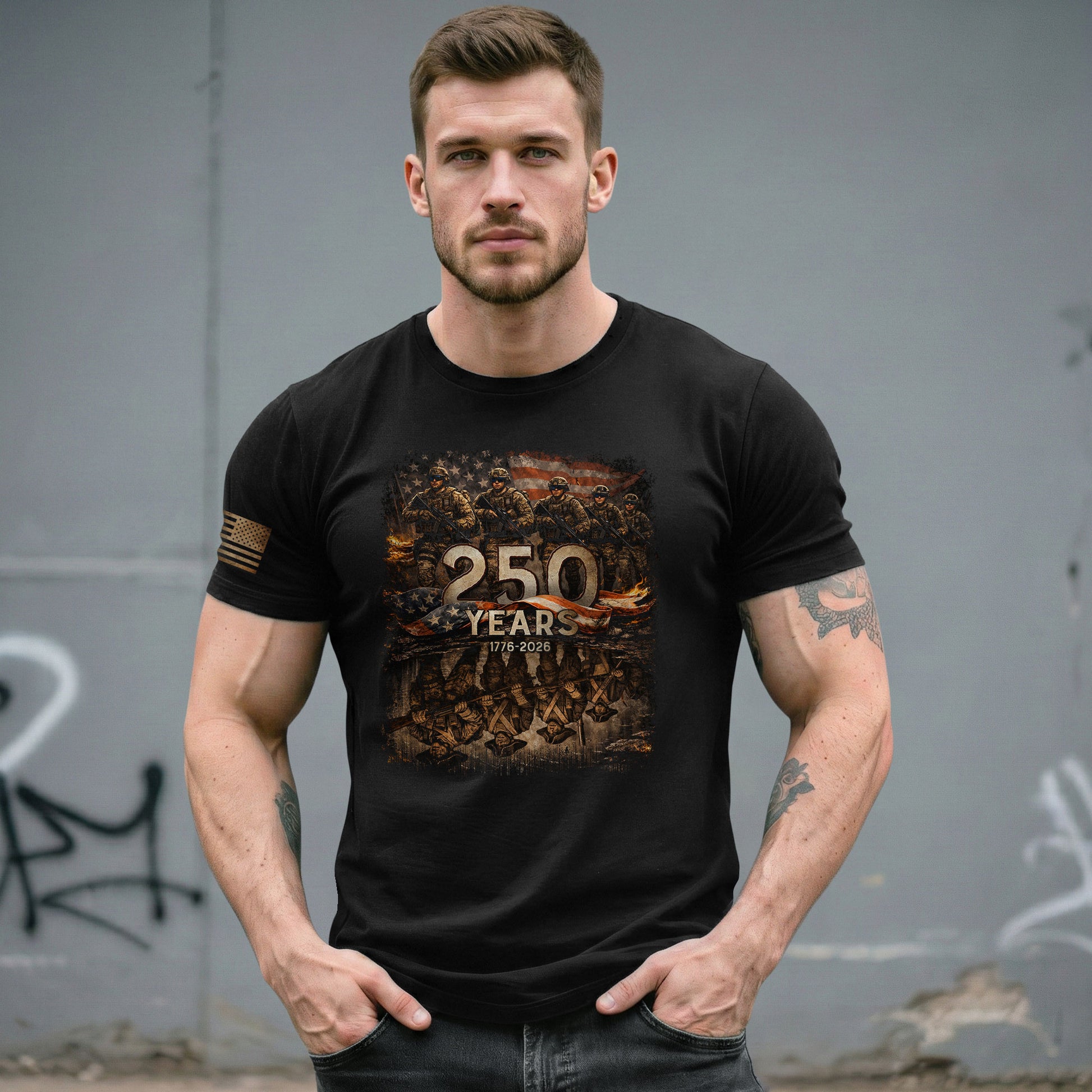 USA 250th Anniversary 250 Years Shirt 1776-2026 Brothers in Arms Patriotic Soldier Heritage - Rust Field Wear
