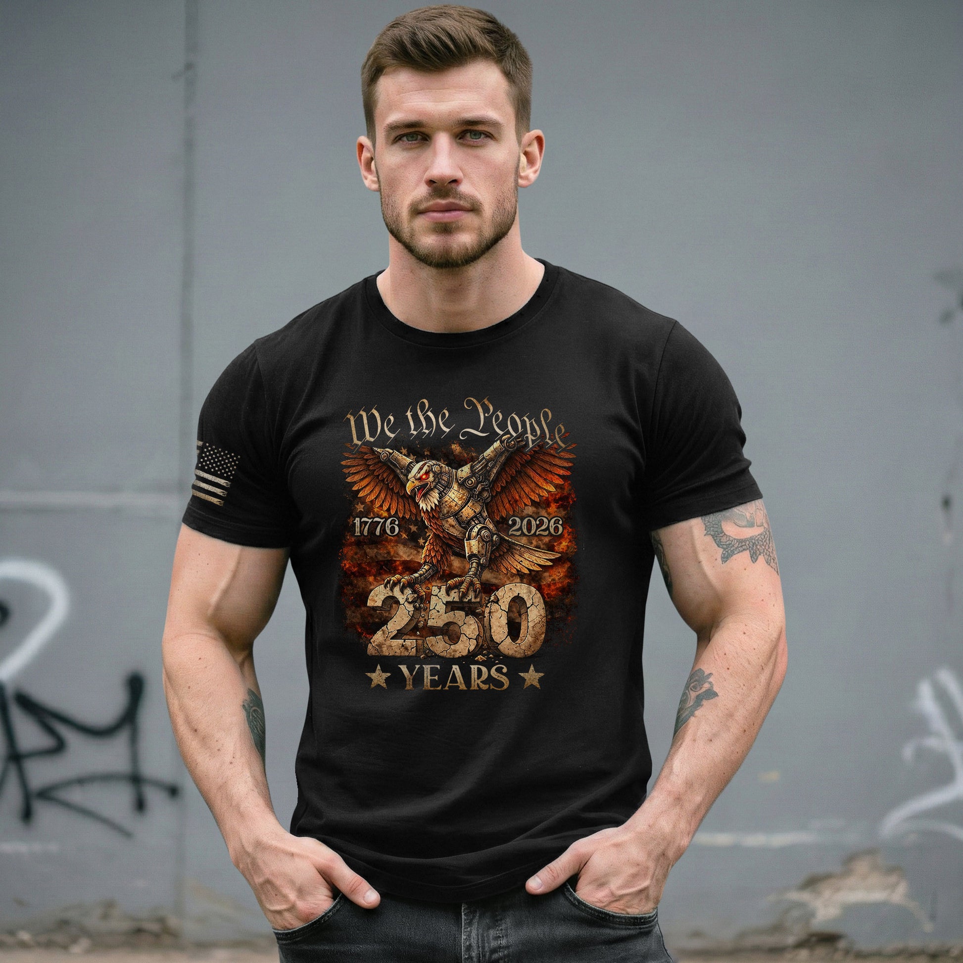 USA 250th Anniversary 250 Years Shirt 1776-2026 Mechanical Eagle We The People Mental Strength Patriotic - Rust Field Wear