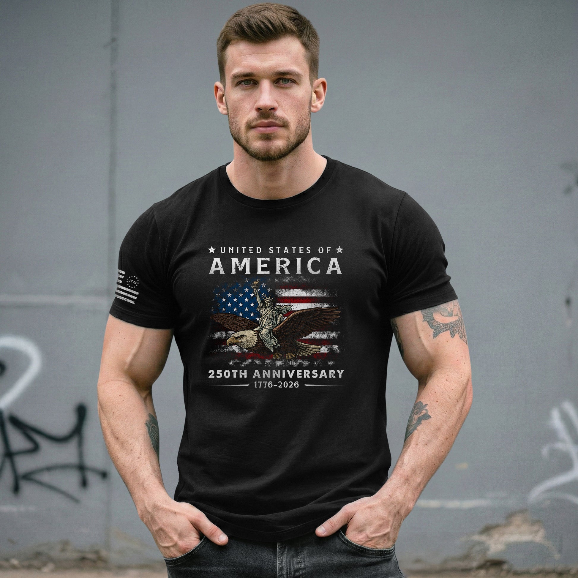 United States of 250 Years America Anniversary Shirt 1776-2026 USA Flag Liberty Eagle Patriotic Mens - Rust Field Wear
